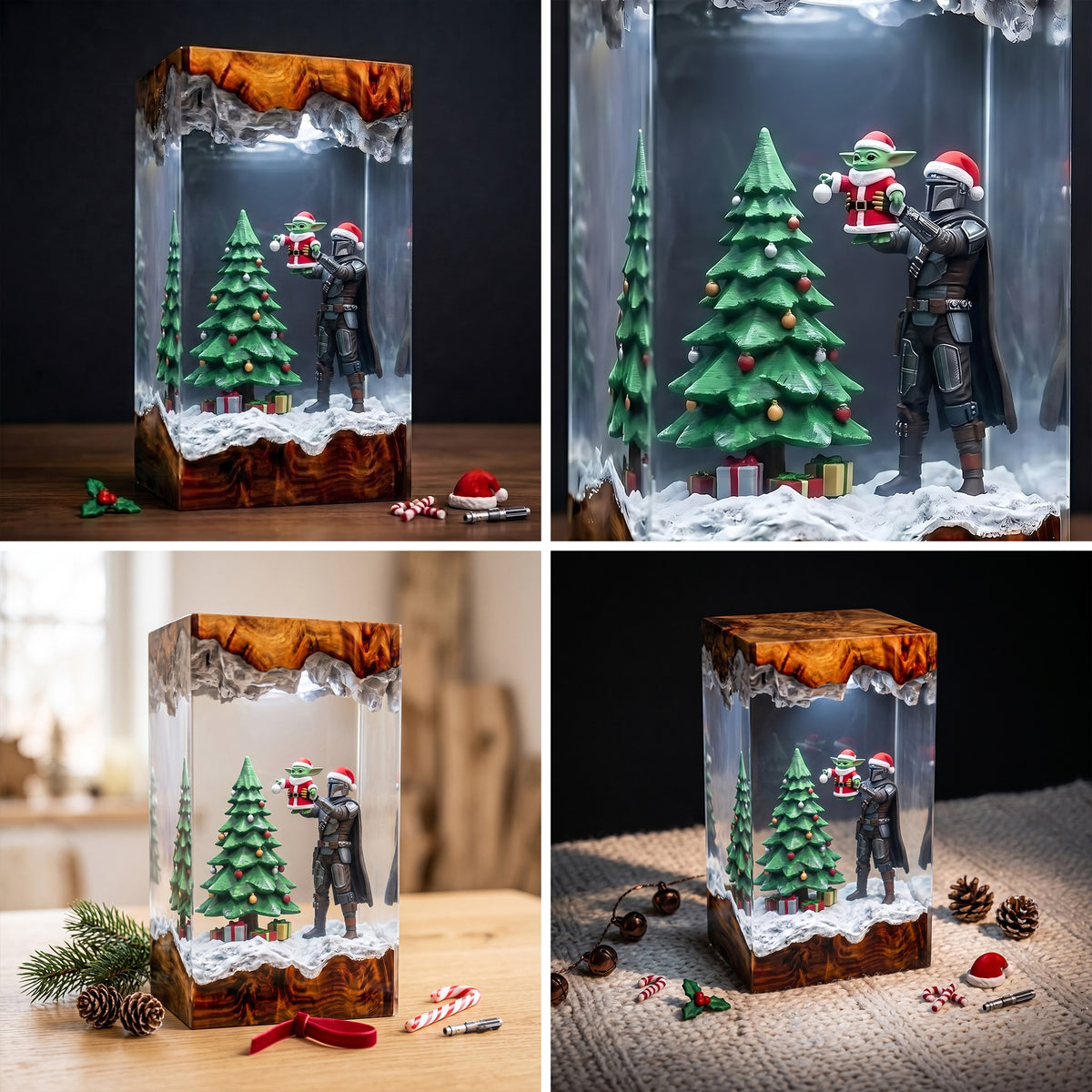Mandalorian & Grogu Christmas Tree Wood Resin Lamp