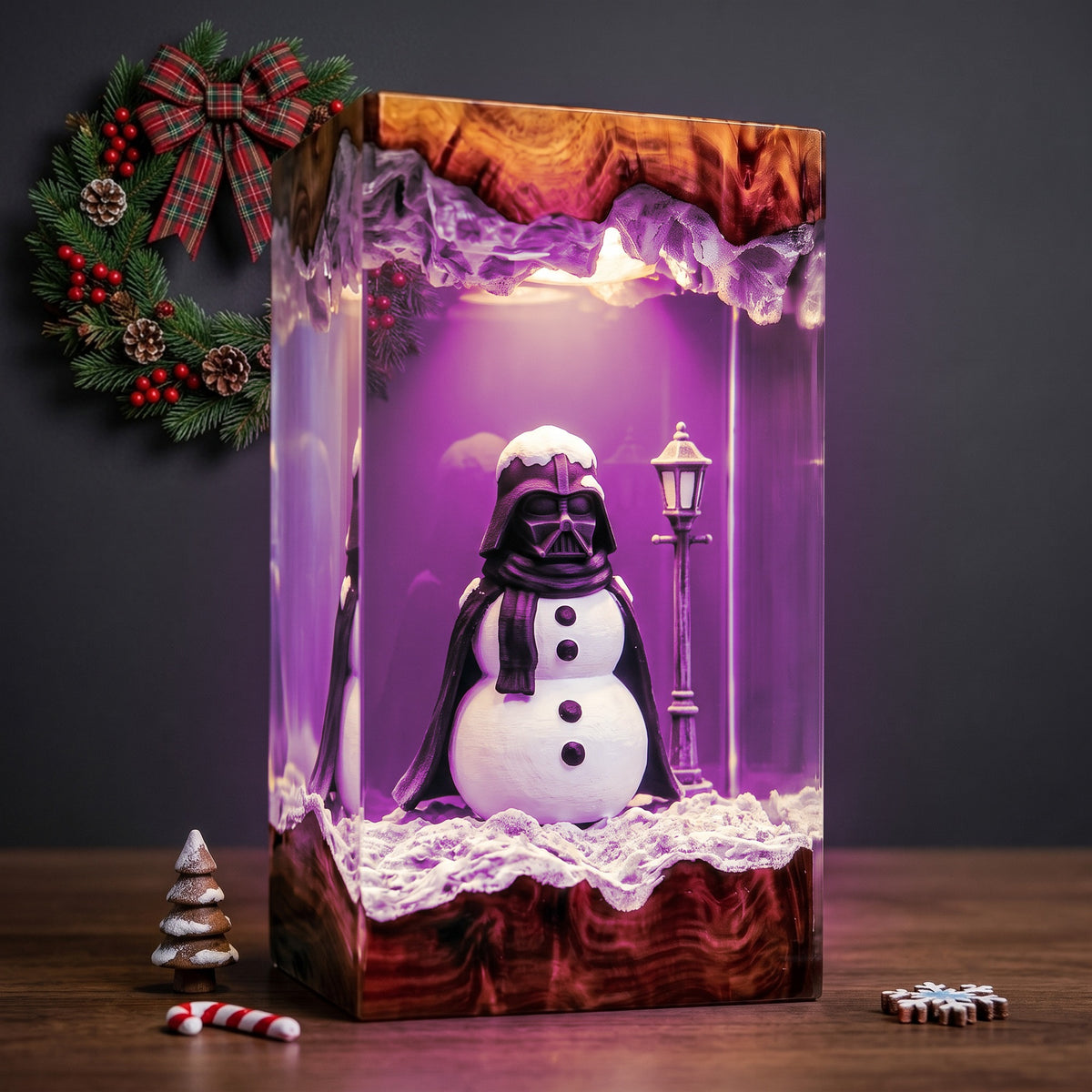 Darth Vader Snowman Christmas Wood Resin Lamp