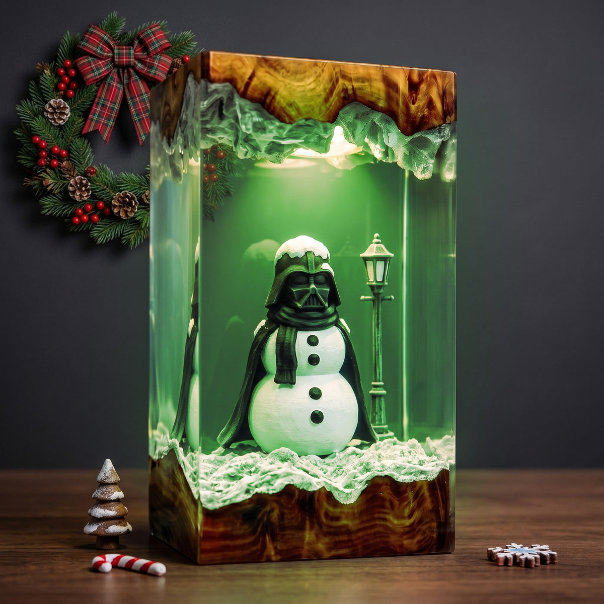 Darth Vader Snowman Christmas Wood Resin Lamp