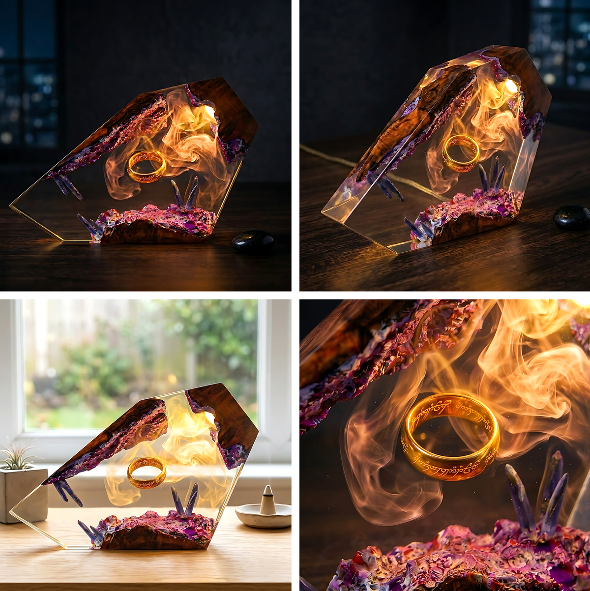 The Evil Ring Resin Lamp – Lord of the Rings Mount Doom Fire Epoxy Diorama Night Light