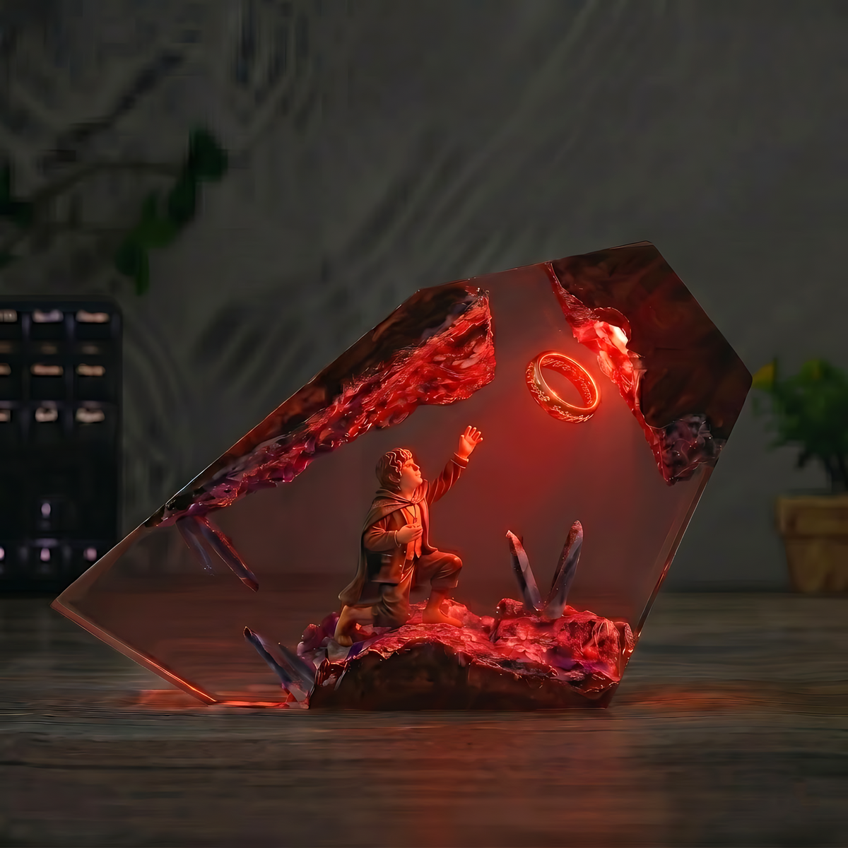 Frodo One Ring Resin Lamp – Lord of the Rings Mount Doom Epoxy Diorama Night Light