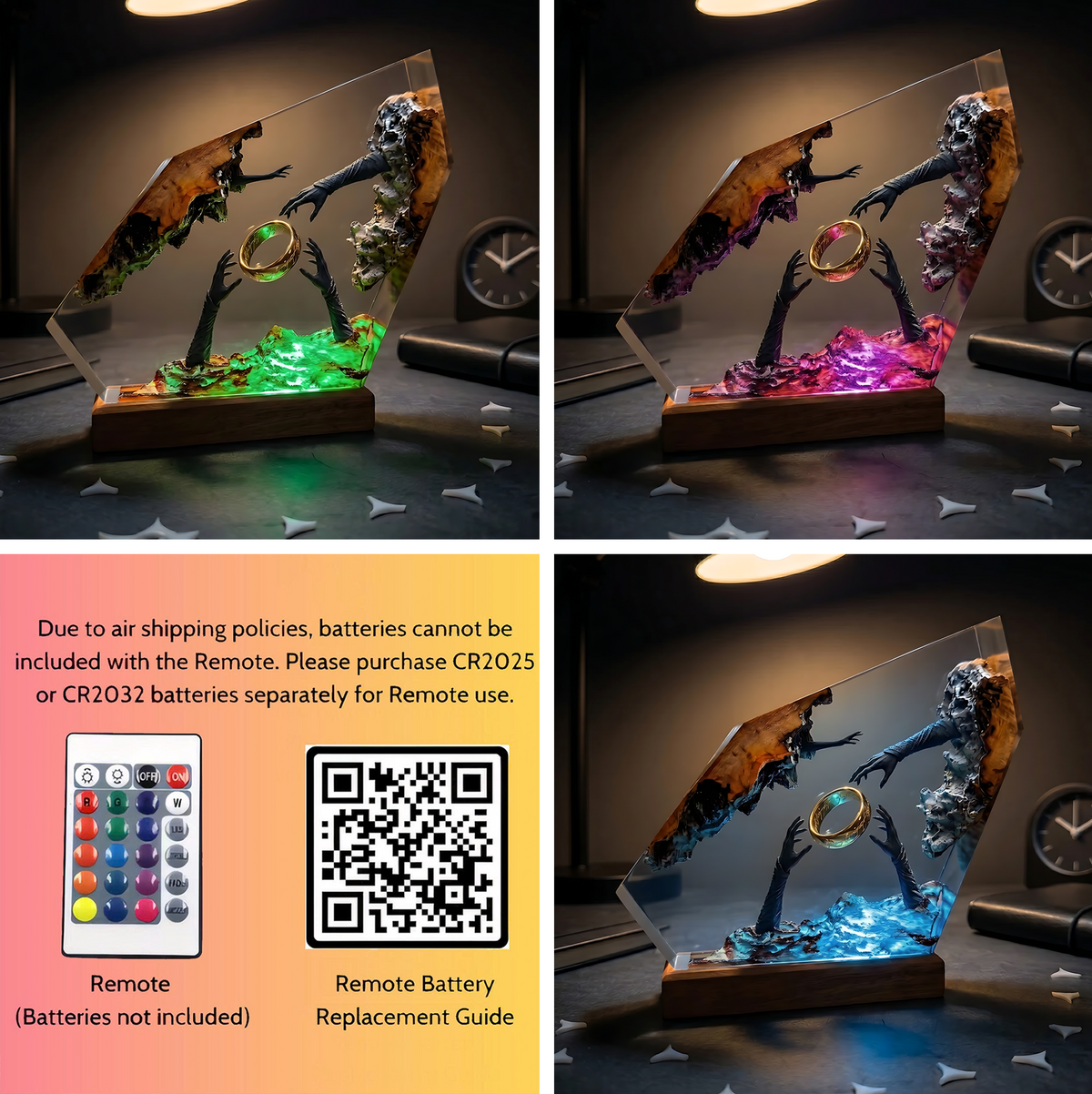 Ringwraith One Ring Resin Lamp – Lord of the Rings Mount Doom Epoxy Diorama Night Light