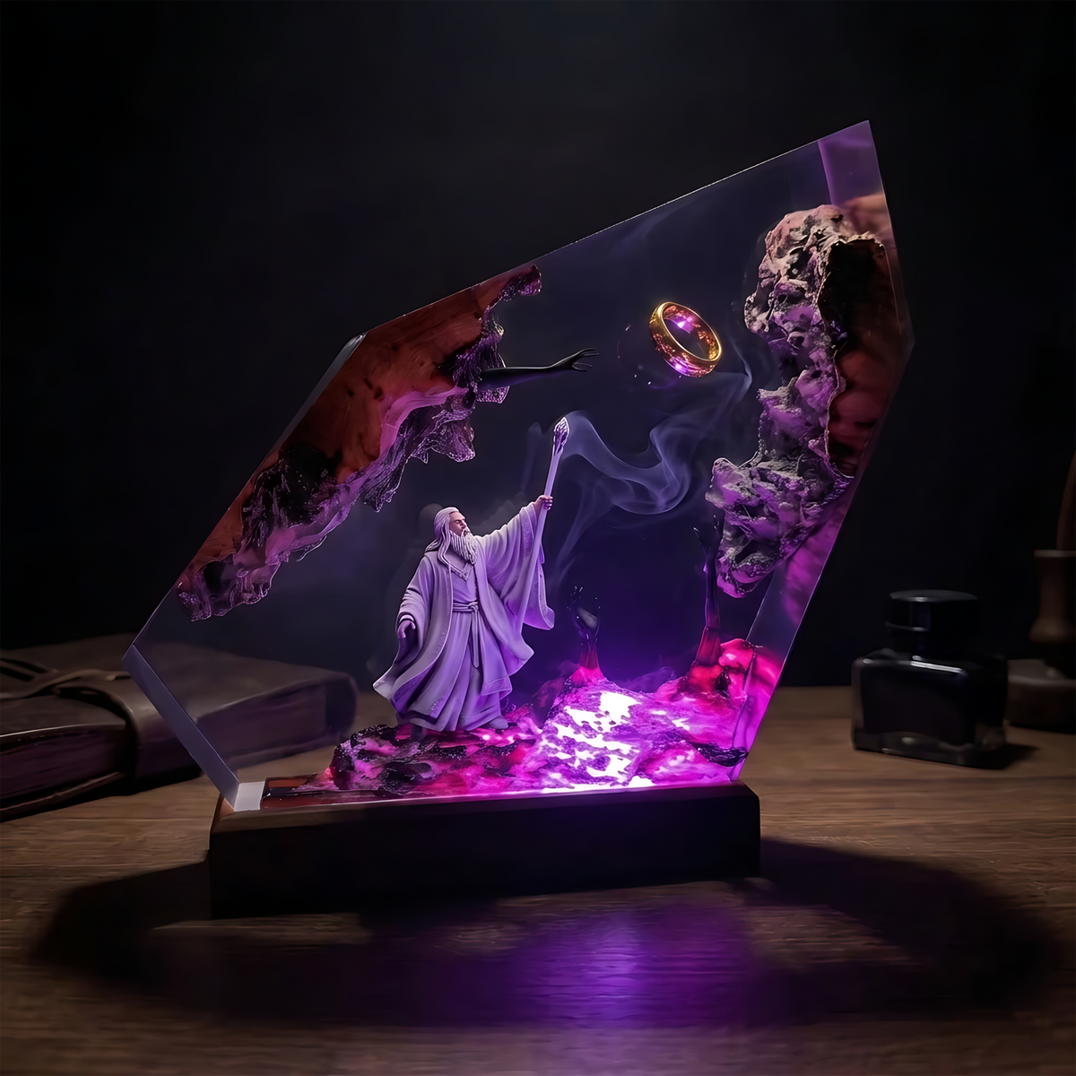 Gandalf One Ring Resin Lamp – Lord of the Rings Wizard Epoxy Diorama Night Light