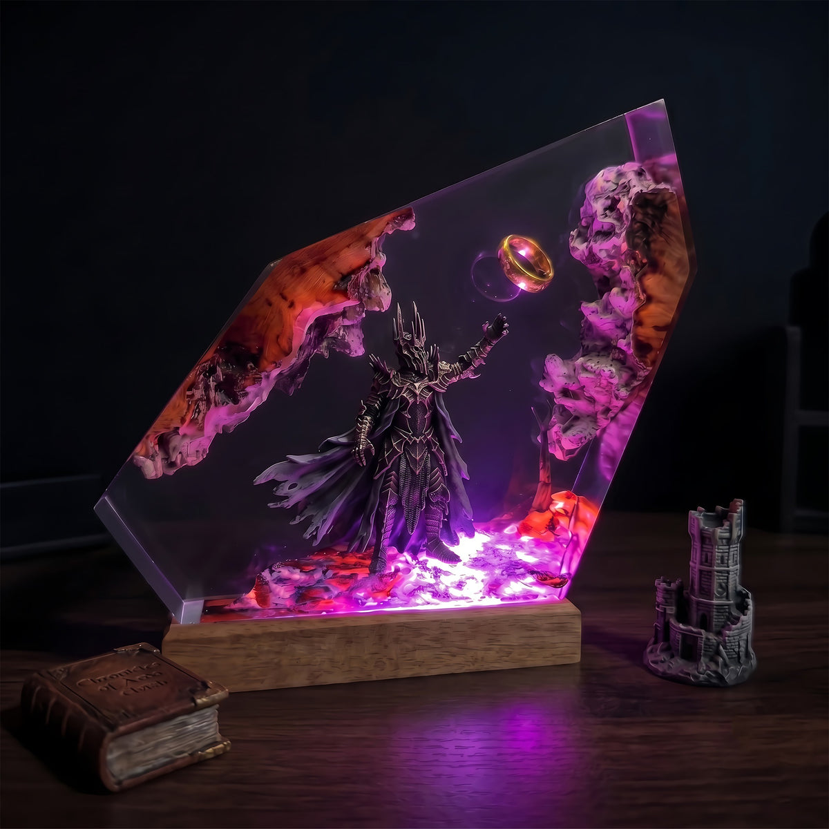 Sauron One Ring Resin Lamp – Lord of the Rings Dark Lord Mordor Epoxy Diorama Night Light