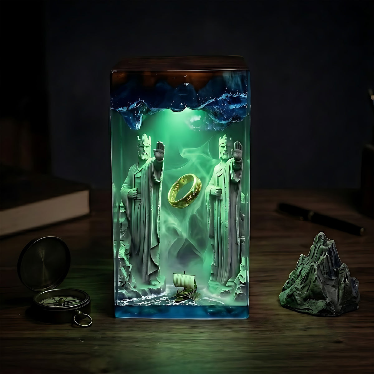 The Lord of the Rings Argonath Resin Lamp – One Ring & Anduin River Epoxy Diorama
