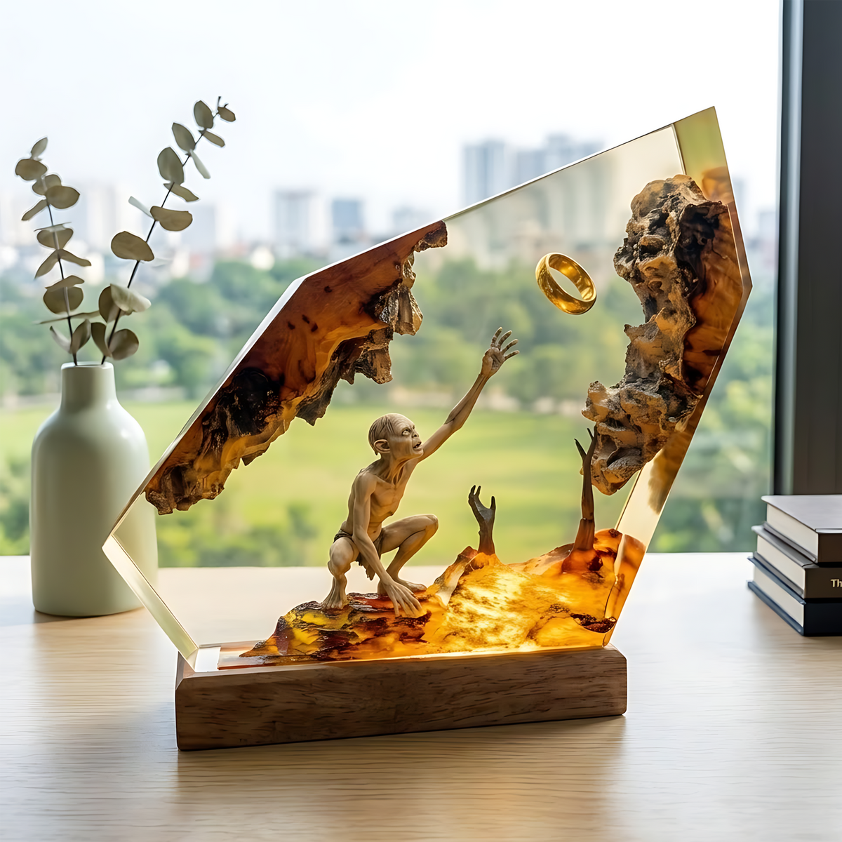 Gollum One Ring Resin Lamp – Lord of the Rings Mount Doom Epoxy Diorama Night Light
