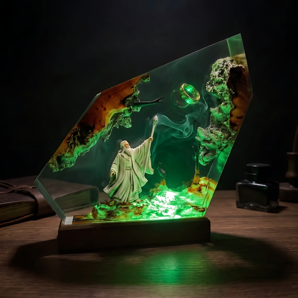 Gandalf One Ring Resin Lamp – Lord of the Rings Wizard Epoxy Diorama Night Light