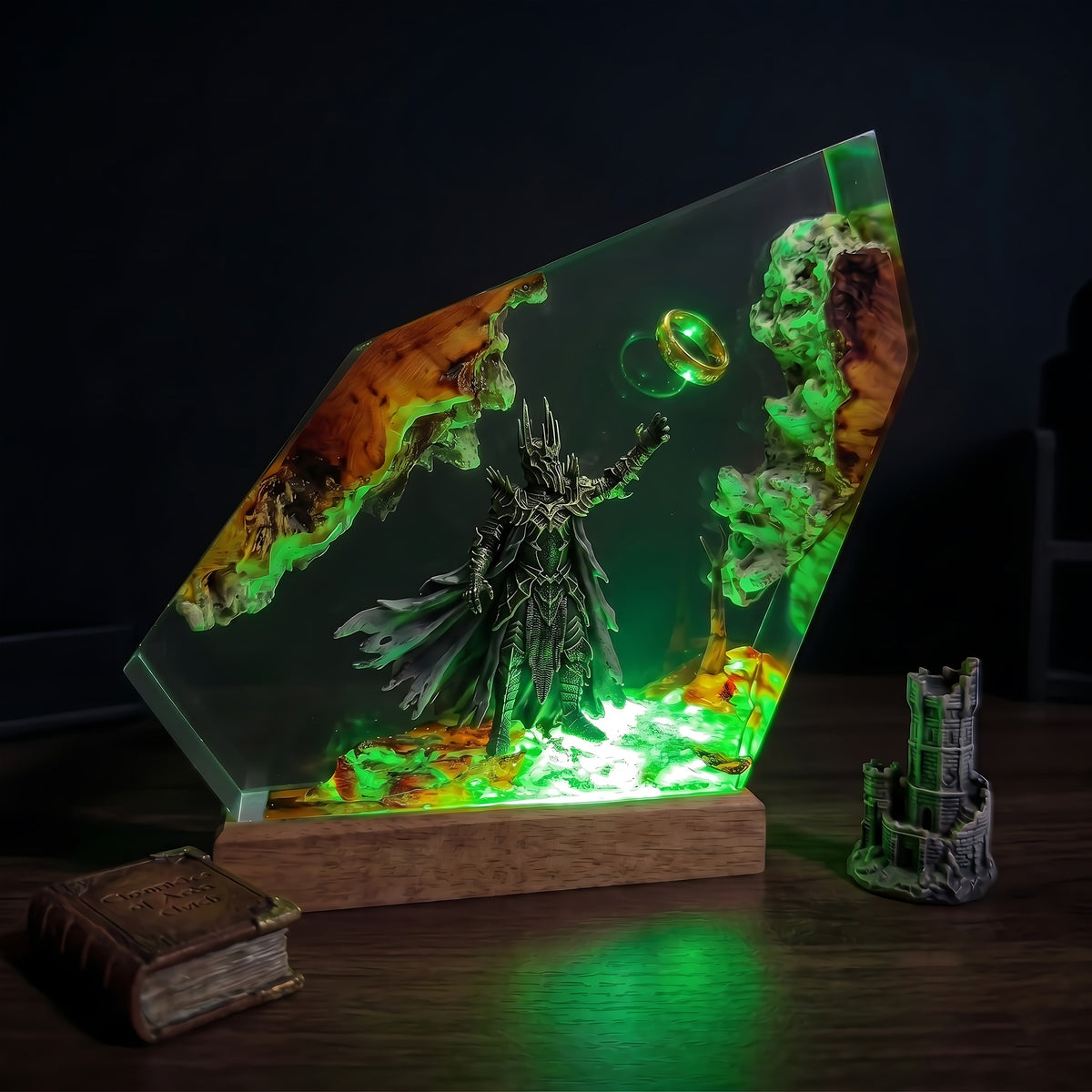 Sauron One Ring Resin Lamp – Lord of the Rings Dark Lord Mordor Epoxy Diorama Night Light