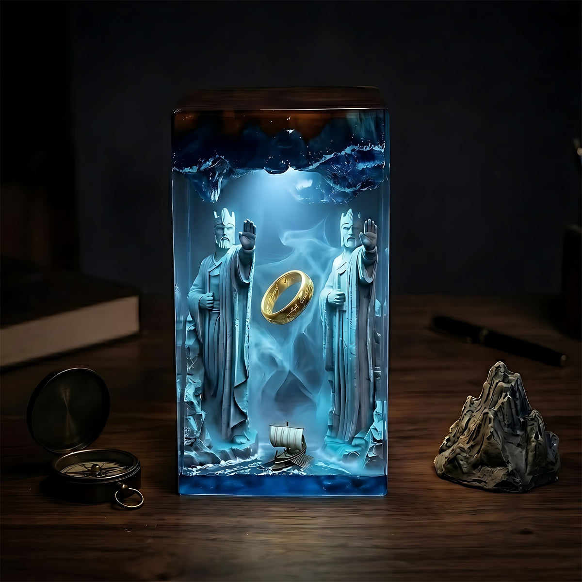 The Lord of the Rings Argonath Resin Lamp – One Ring & Anduin River Epoxy Diorama