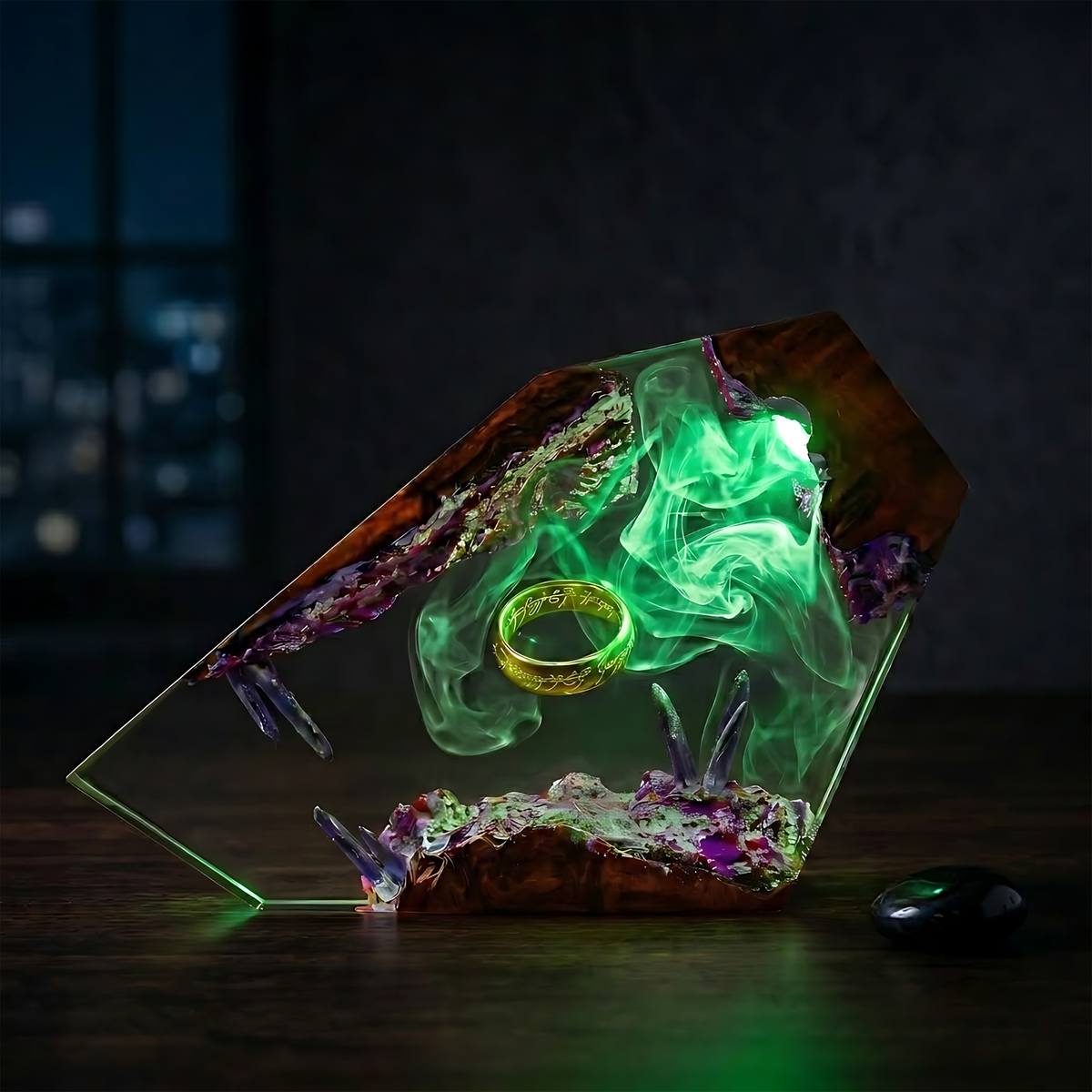 The Evil Ring Resin Lamp – Lord of the Rings Mount Doom Fire Epoxy Diorama Night Light