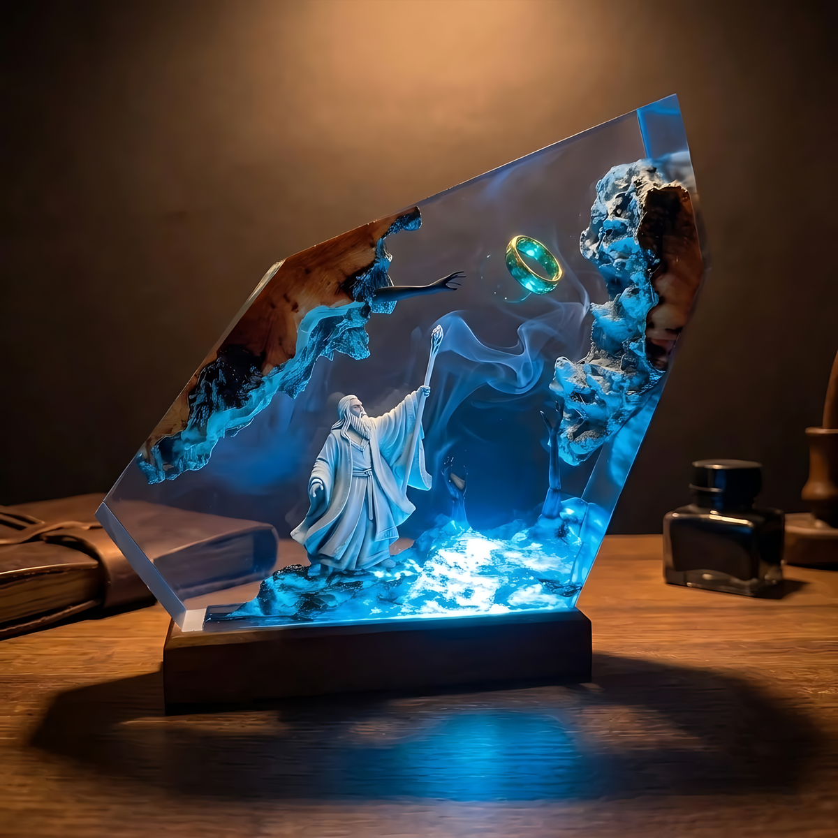 Gandalf One Ring Resin Lamp – Lord of the Rings Wizard Epoxy Diorama Night Light