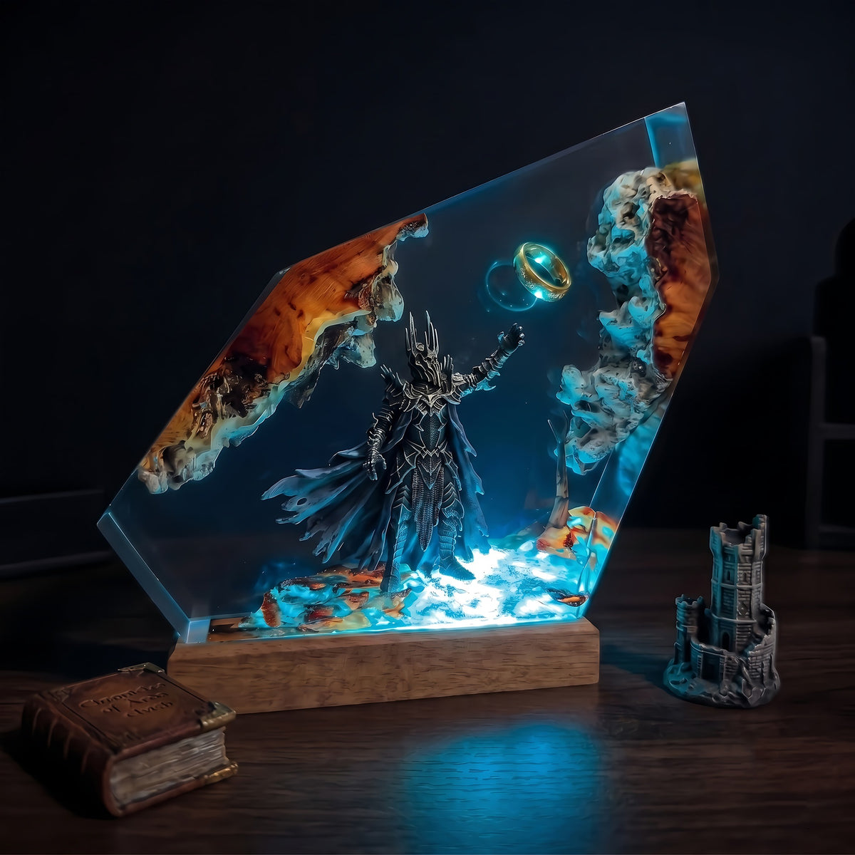 Sauron One Ring Resin Lamp – Lord of the Rings Dark Lord Mordor Epoxy Diorama Night Light