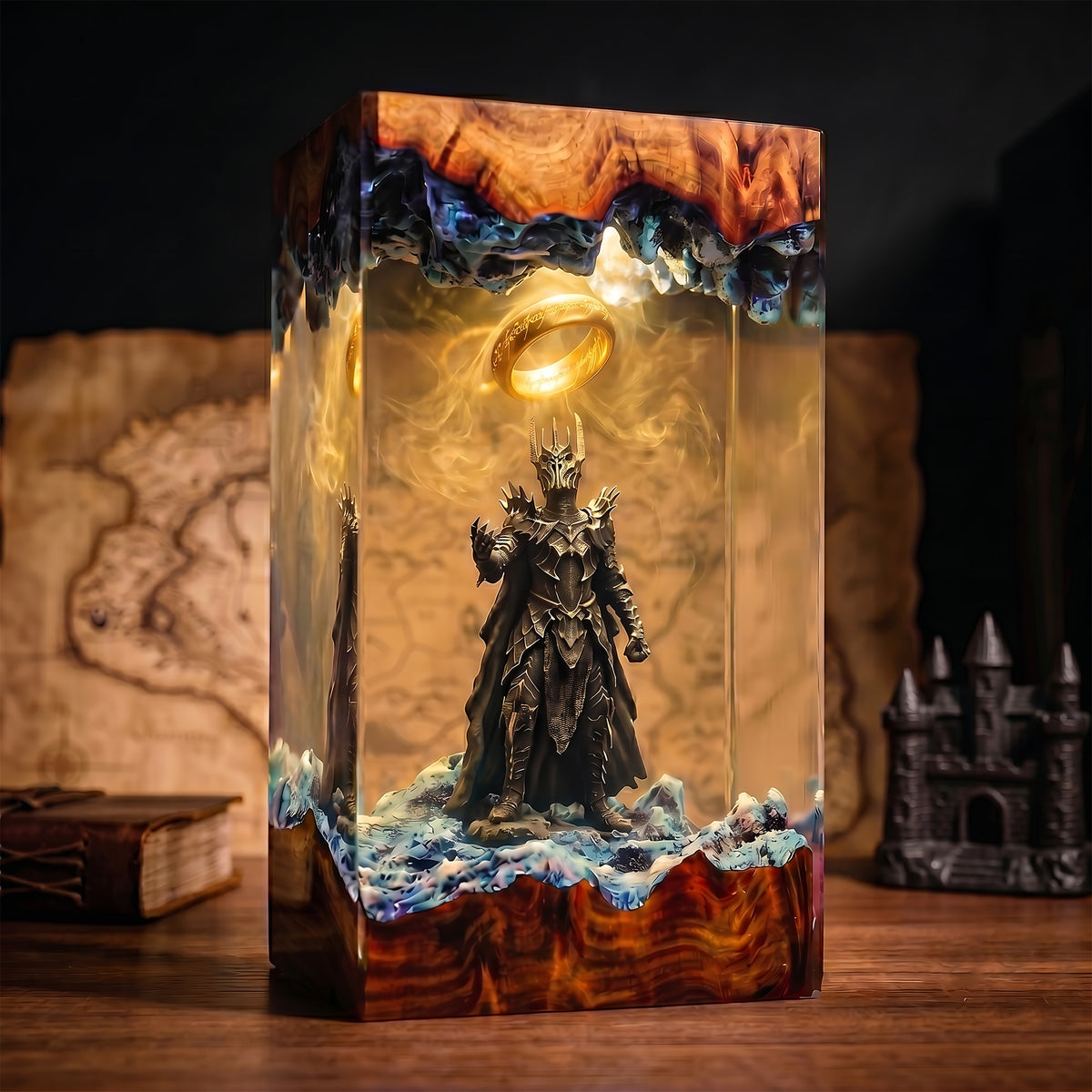 Sauron One Ring Resin Lamp – Lord of the Rings Dark Lord Epoxy Diorama Night Light