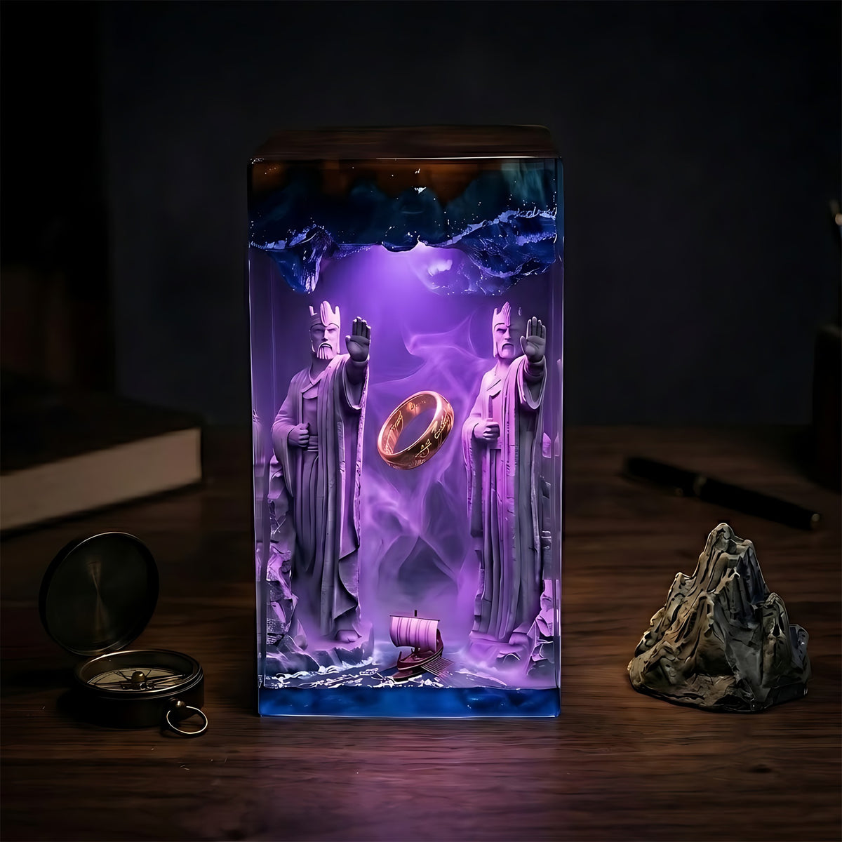 The Lord of the Rings Argonath Resin Lamp – One Ring & Anduin River Epoxy Diorama