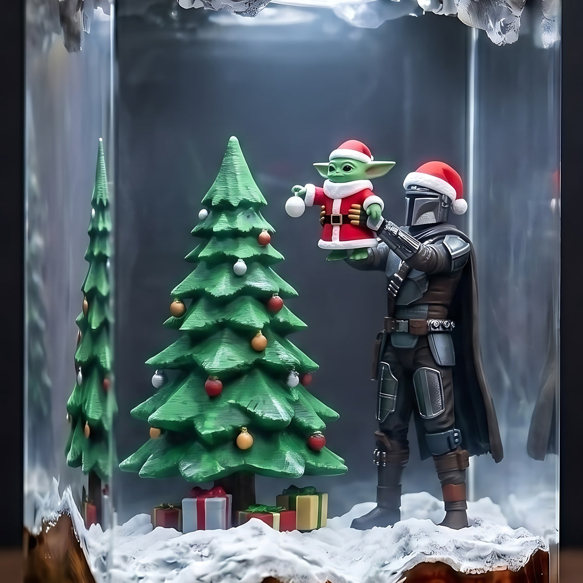 Mandalorian & Grogu Christmas Tree Wood Resin Lamp