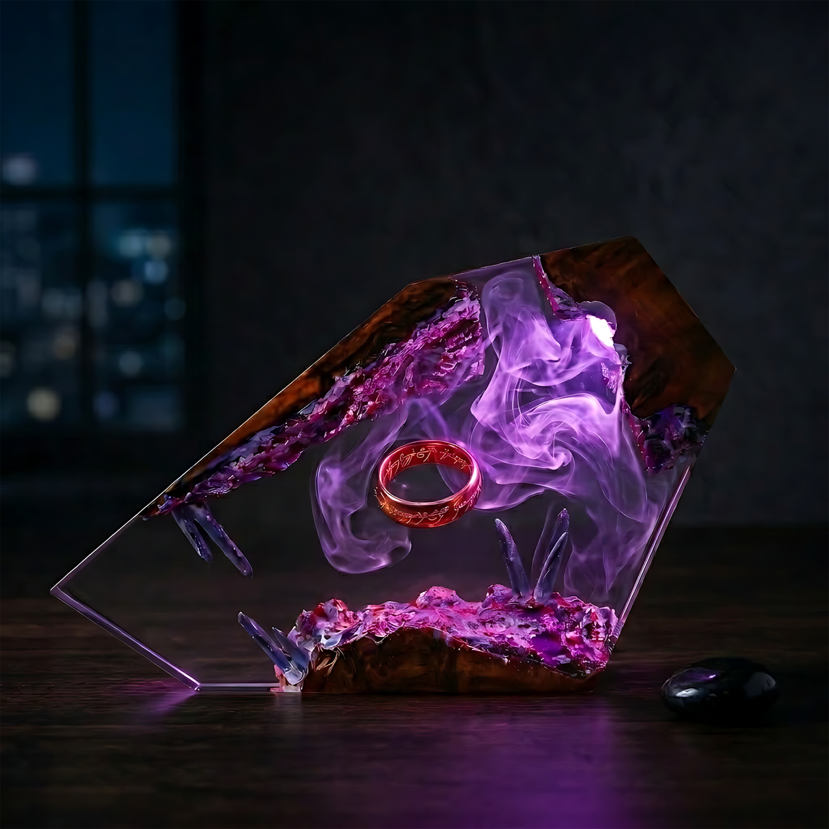 The Evil Ring Resin Lamp – Lord of the Rings Mount Doom Fire Epoxy Diorama Night Light