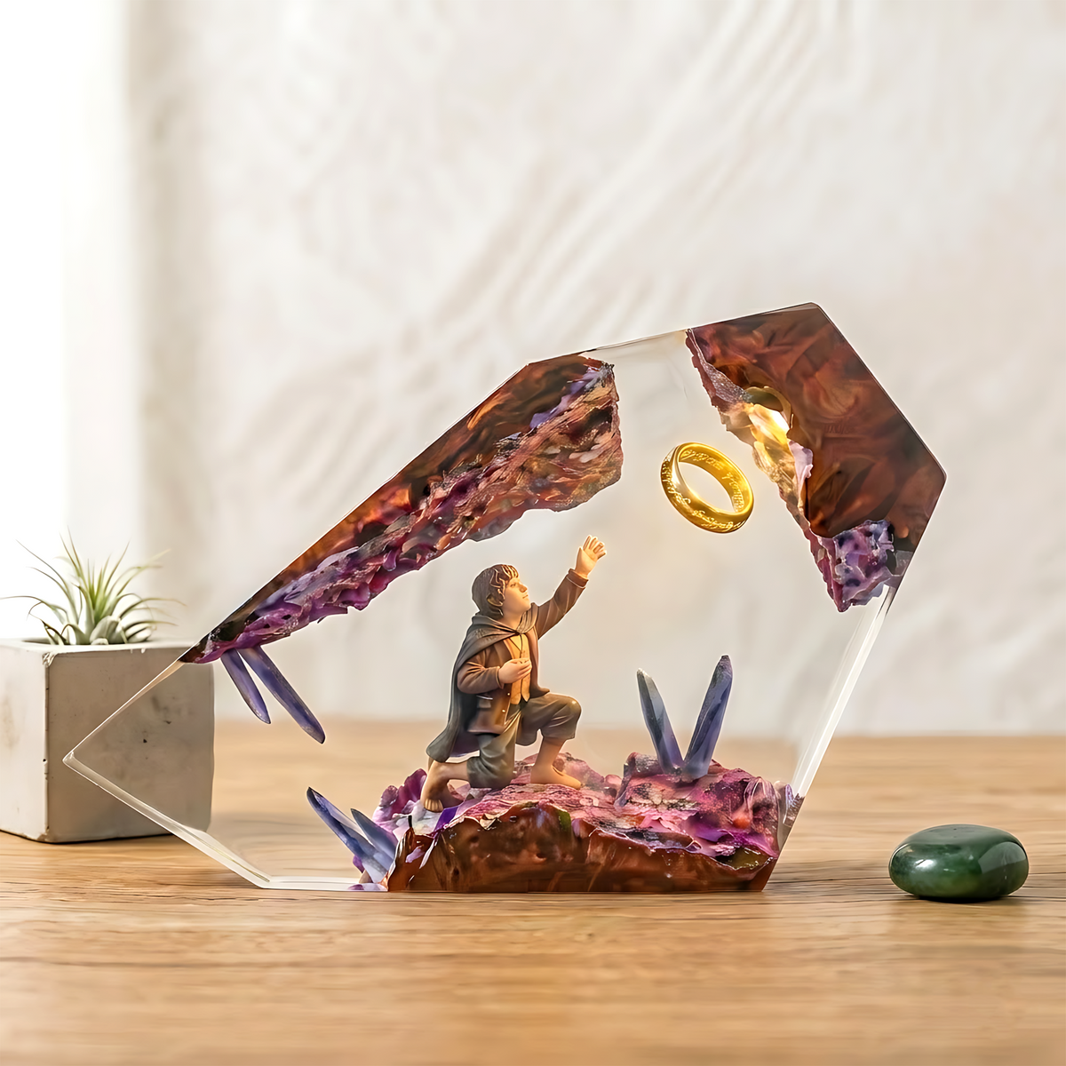 Frodo One Ring Resin Lamp – Lord of the Rings Mount Doom Epoxy Diorama Night Light