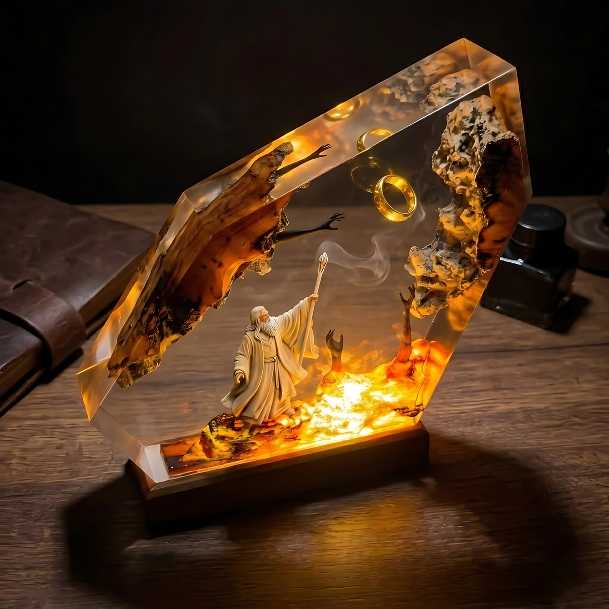 Gandalf One Ring Resin Lamp – Lord of the Rings Wizard Epoxy Diorama Night Light