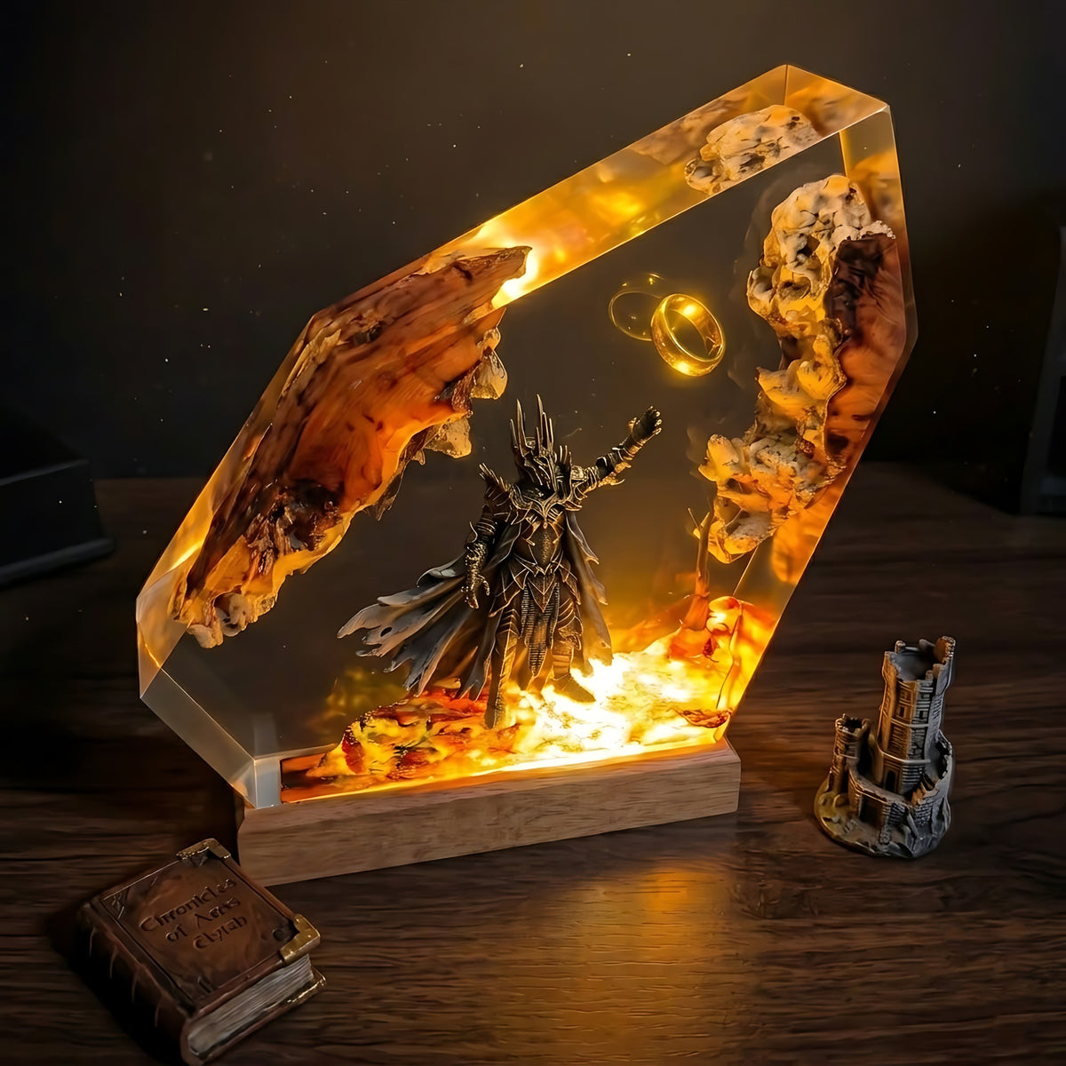 Sauron One Ring Resin Lamp – Lord of the Rings Dark Lord Mordor Epoxy Diorama Night Light
