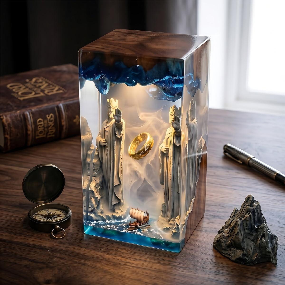 The Lord of the Rings Argonath Resin Lamp – One Ring & Anduin River Epoxy Diorama