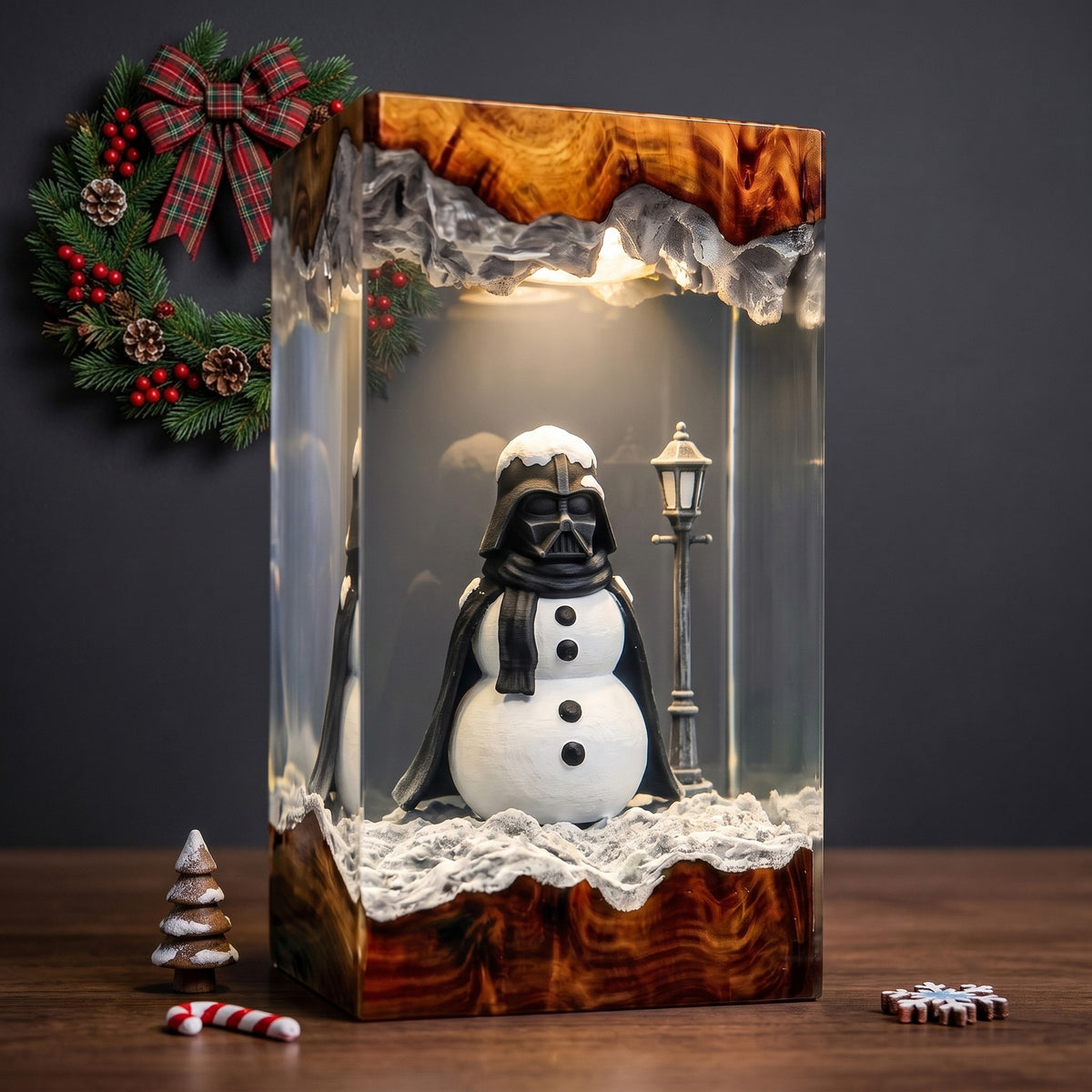 Darth Vader Snowman Christmas Wood Resin Lamp