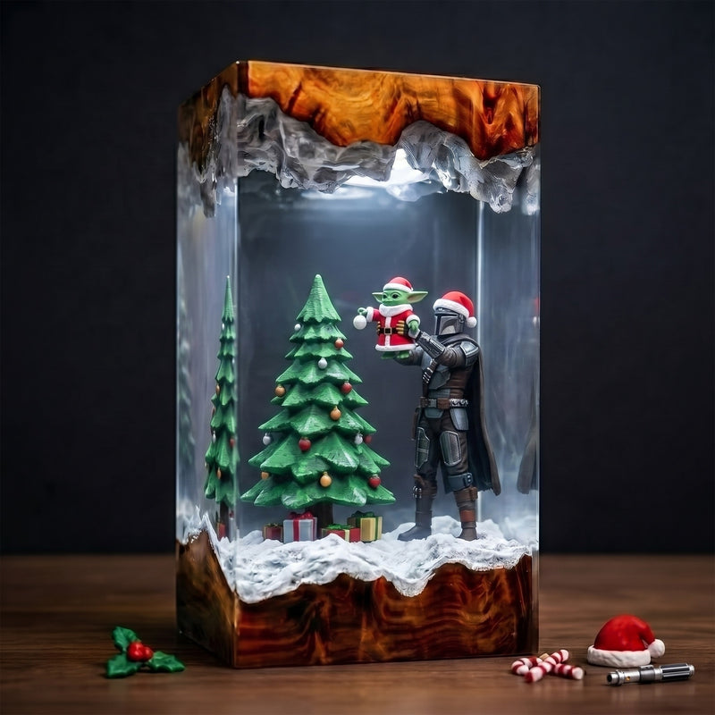 Mandalorian & Grogu Christmas Tree Wood Resin Lamp