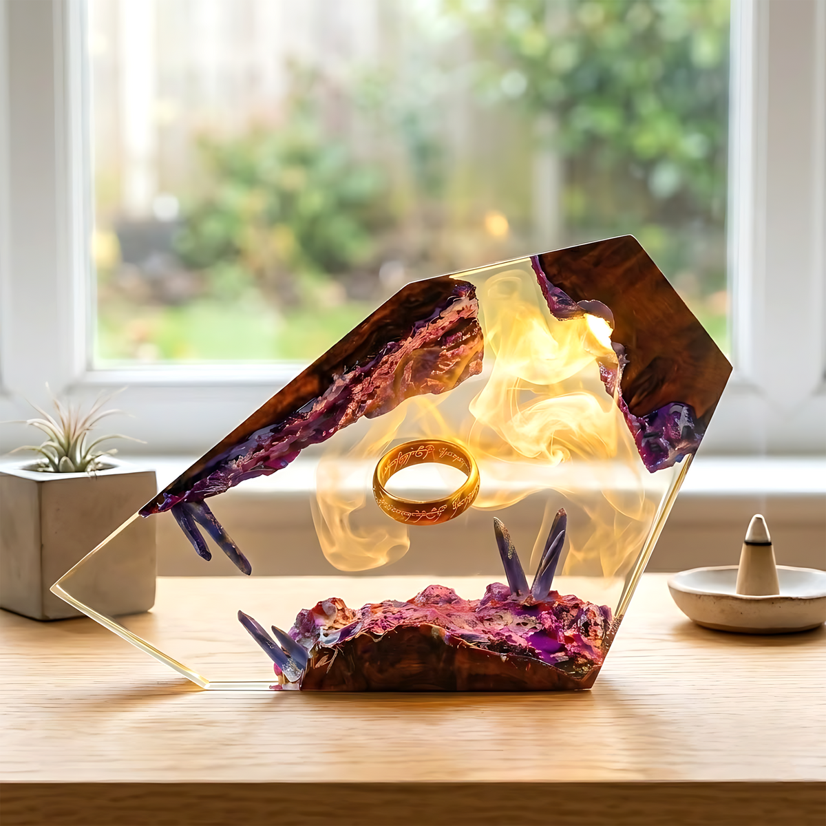 The Evil Ring Resin Lamp – Lord of the Rings Mount Doom Fire Epoxy Diorama Night Light