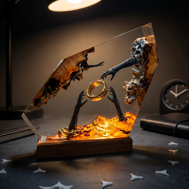 Ringwraith One Ring Resin Lamp – Lord of the Rings Mount Doom Epoxy Diorama Night Light