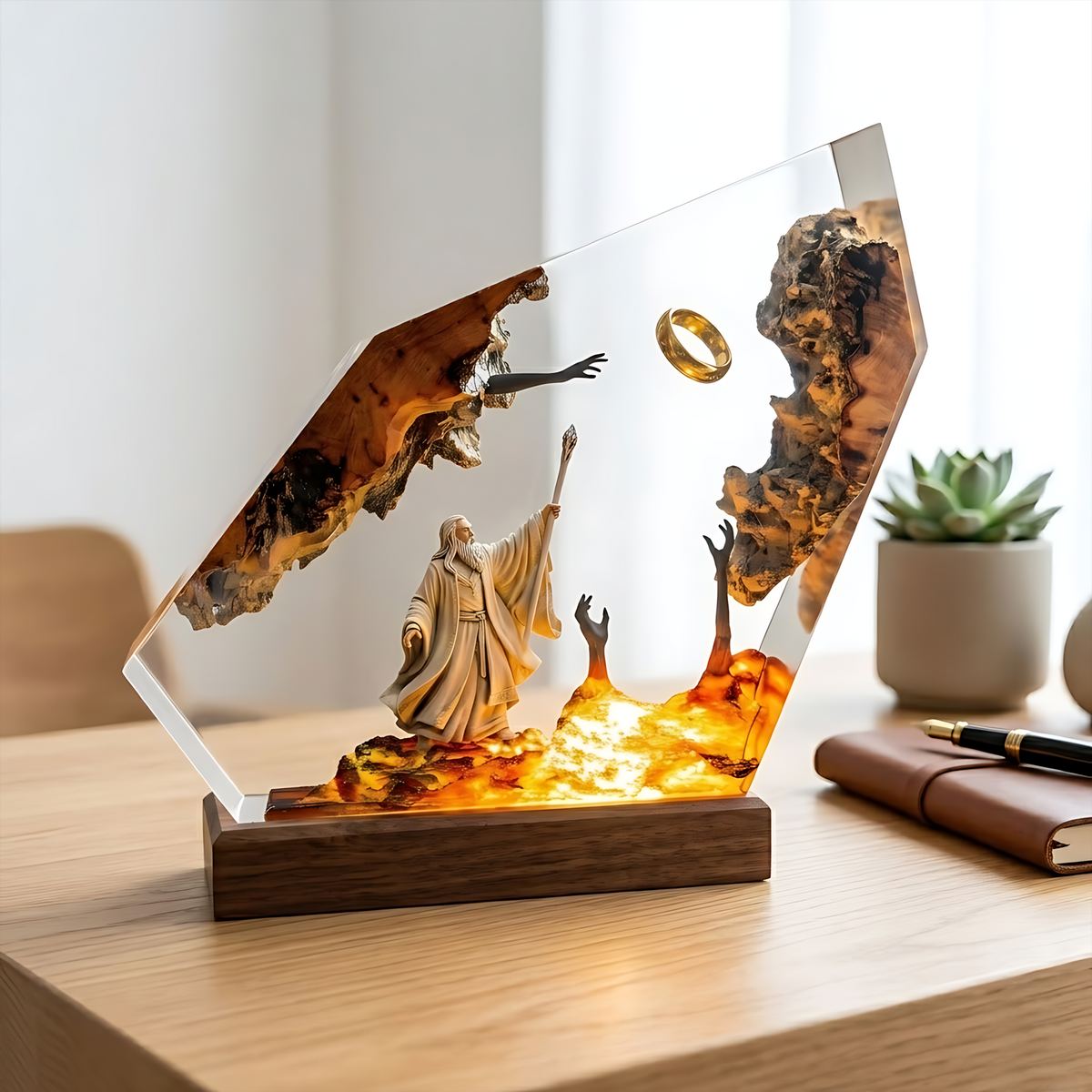 Gandalf One Ring Resin Lamp – Lord of the Rings Wizard Epoxy Diorama Night Light