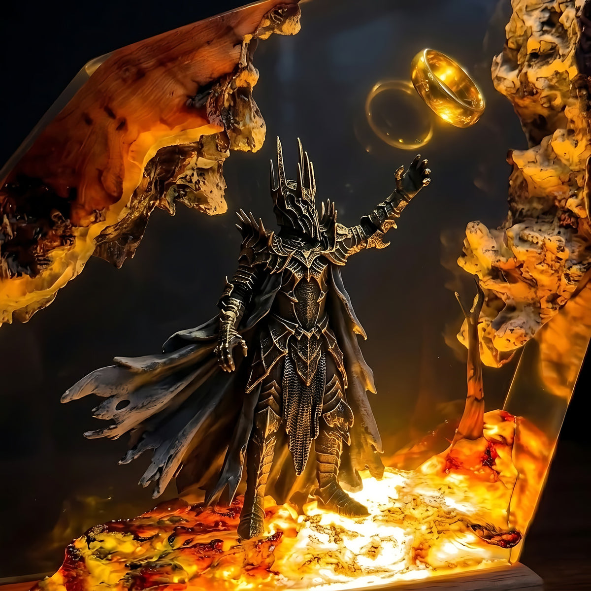 Sauron One Ring Resin Lamp – Lord of the Rings Dark Lord Mordor Epoxy Diorama Night Light