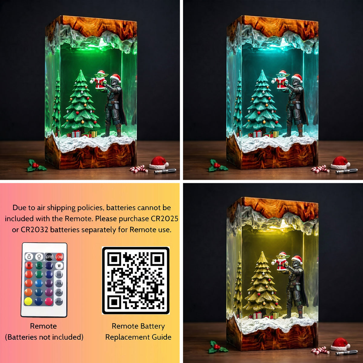 Mandalorian & Grogu Christmas Tree Wood Resin Lamp