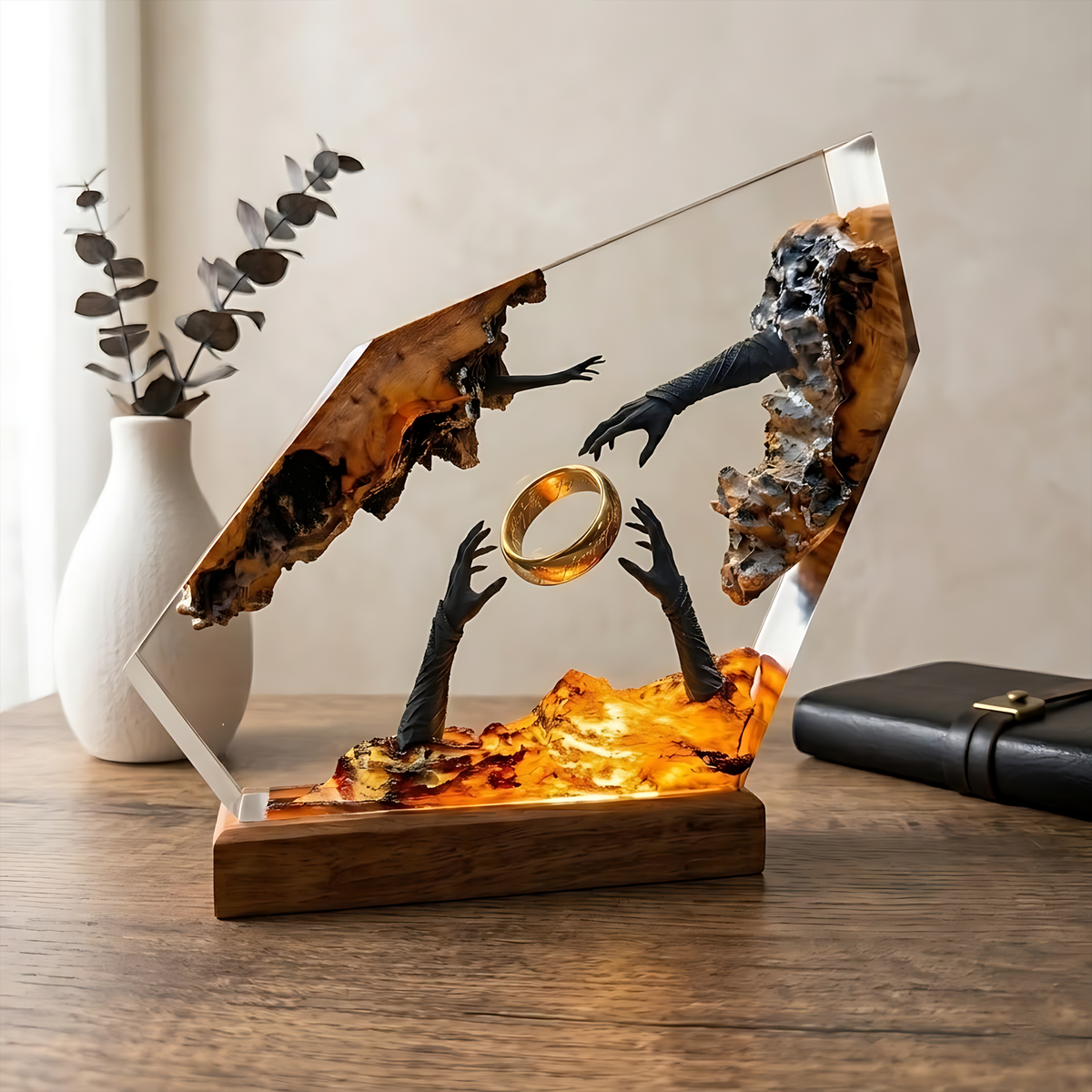 Ringwraith One Ring Resin Lamp – Lord of the Rings Mount Doom Epoxy Diorama Night Light