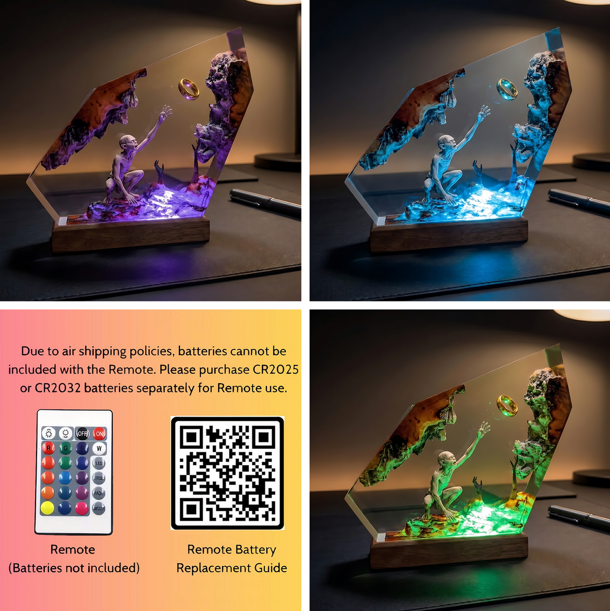 Gollum One Ring Resin Lamp – Lord of the Rings Mount Doom Epoxy Diorama Night Light
