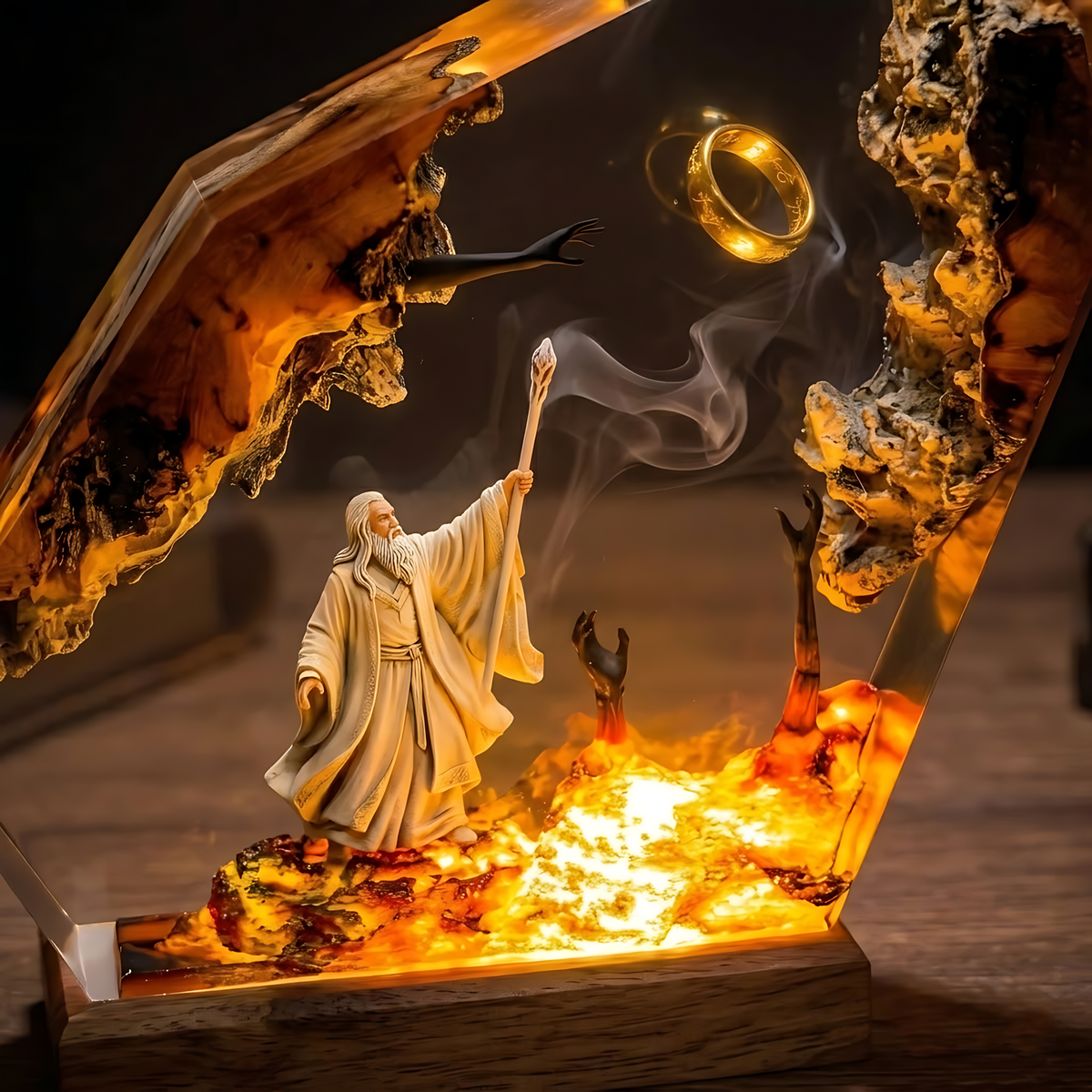 Gandalf One Ring Resin Lamp – Lord of the Rings Wizard Epoxy Diorama Night Light