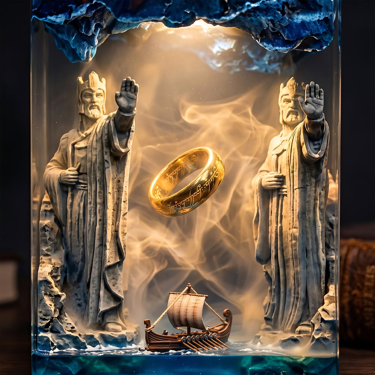 The Lord of the Rings Argonath Resin Lamp – One Ring & Anduin River Epoxy Diorama