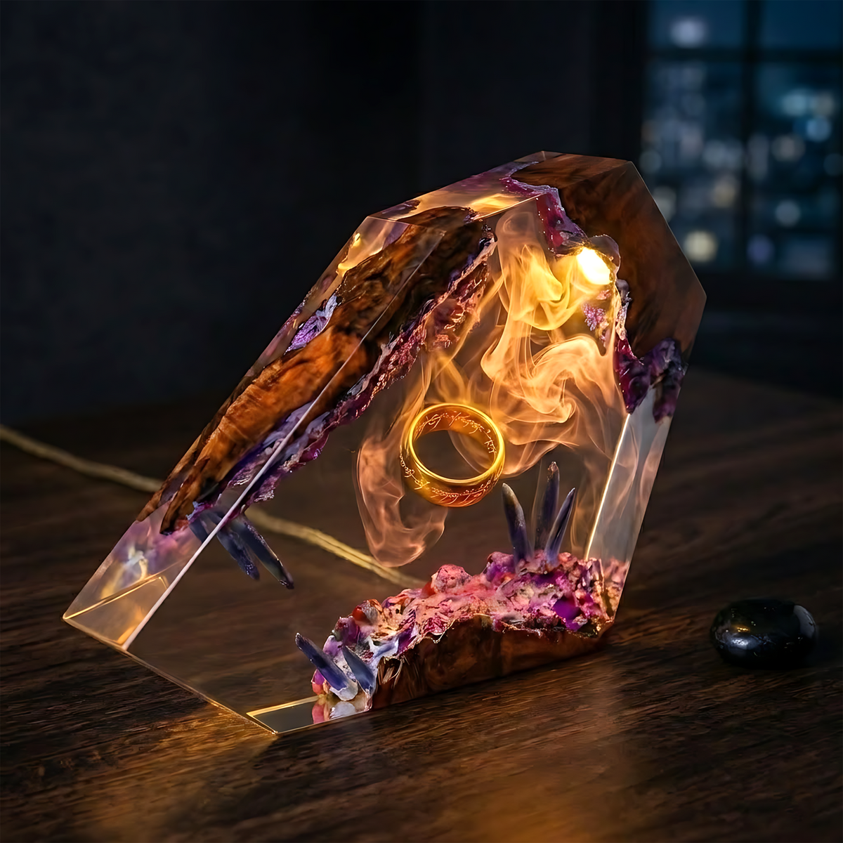 The Evil Ring Resin Lamp – Lord of the Rings Mount Doom Fire Epoxy Diorama Night Light