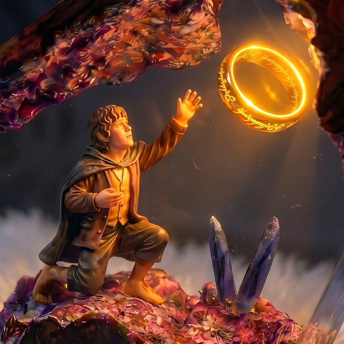 Frodo One Ring Resin Lamp – Lord of the Rings Mount Doom Epoxy Diorama Night Light