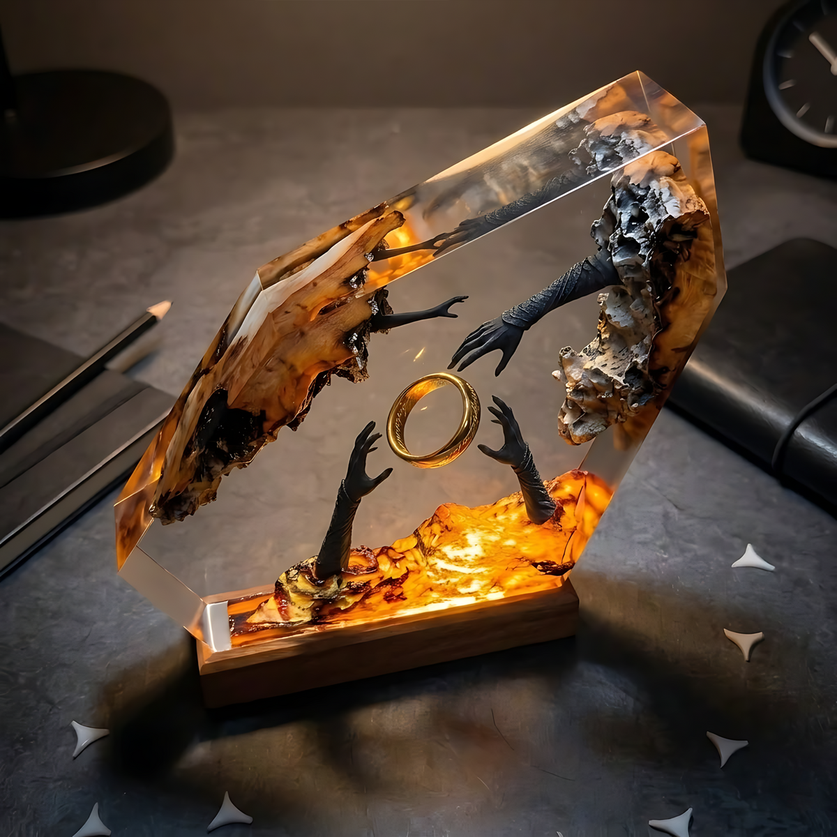 Ringwraith One Ring Resin Lamp – Lord of the Rings Mount Doom Epoxy Diorama Night Light