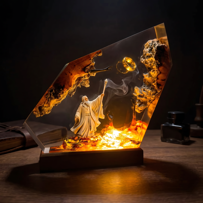 Gandalf One Ring Resin Lamp – Lord of the Rings Wizard Epoxy Diorama Night Light