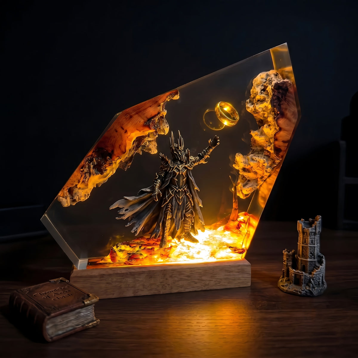 Sauron One Ring Resin Lamp – Lord of the Rings Dark Lord Mordor Epoxy Diorama Night Light