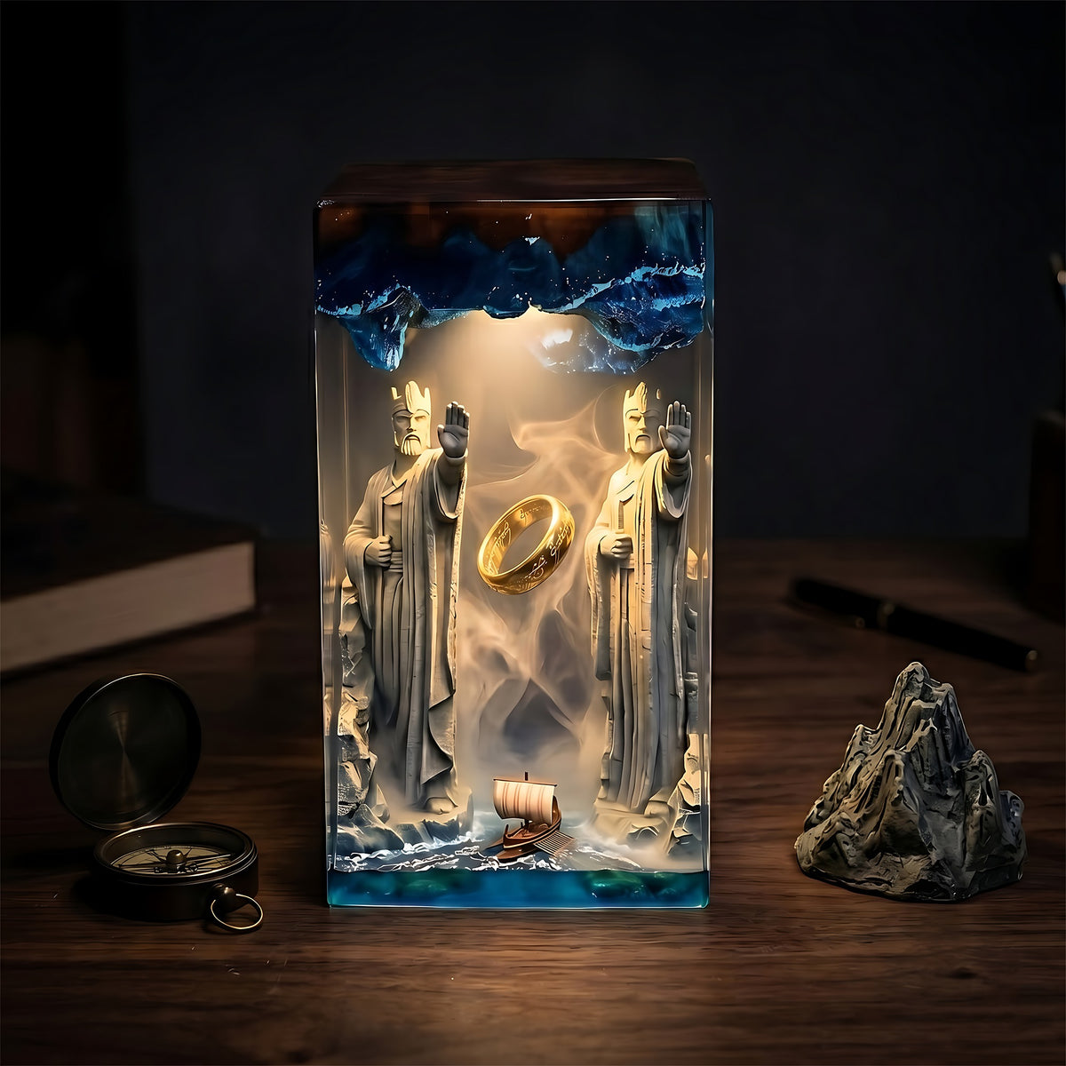 The Lord of the Rings Argonath Resin Lamp – One Ring & Anduin River Epoxy Diorama