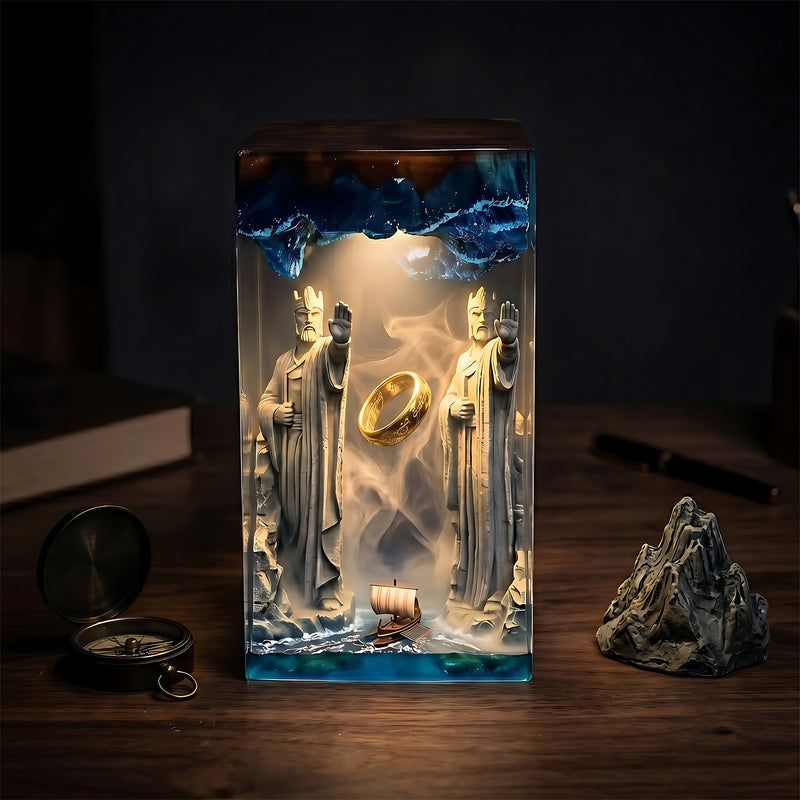 The Lord of the Rings Argonath Resin Lamp – One Ring & Anduin River Epoxy Diorama