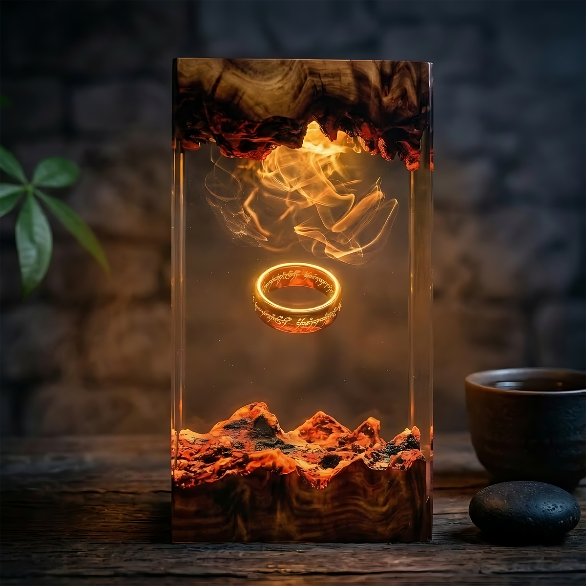 The One Ring Resin Lamp – Lord of the Rings Mount Doom Epoxy Diorama Night Light
