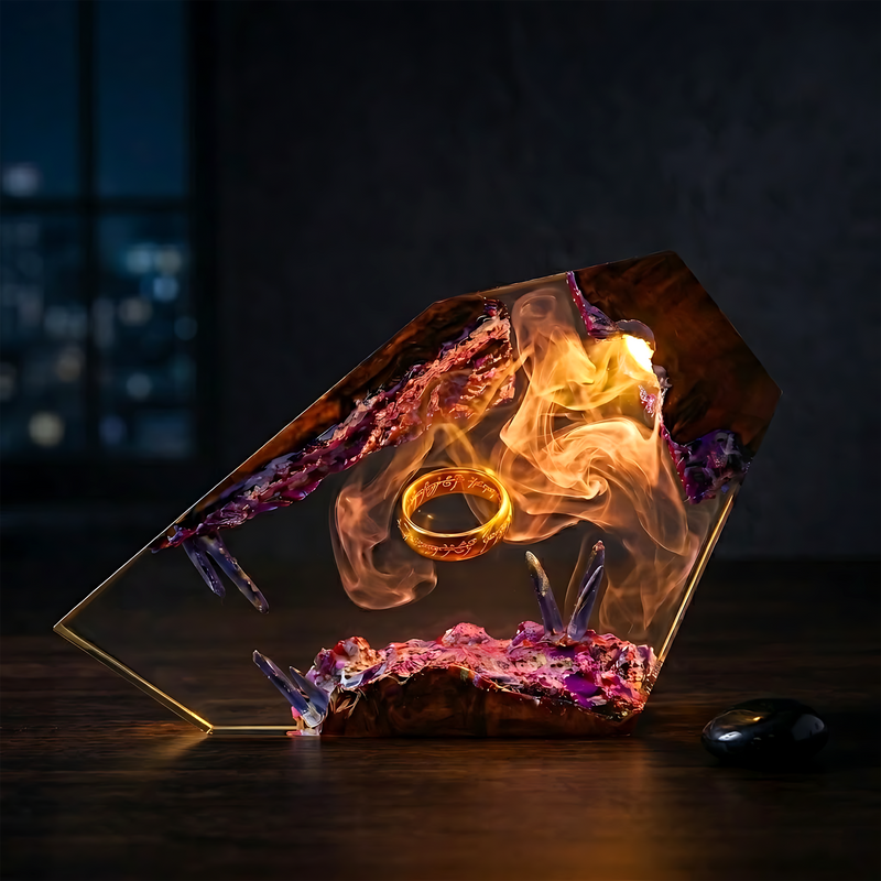The Evil Ring Resin Lamp – Lord of the Rings Mount Doom Fire Epoxy Diorama Night Light