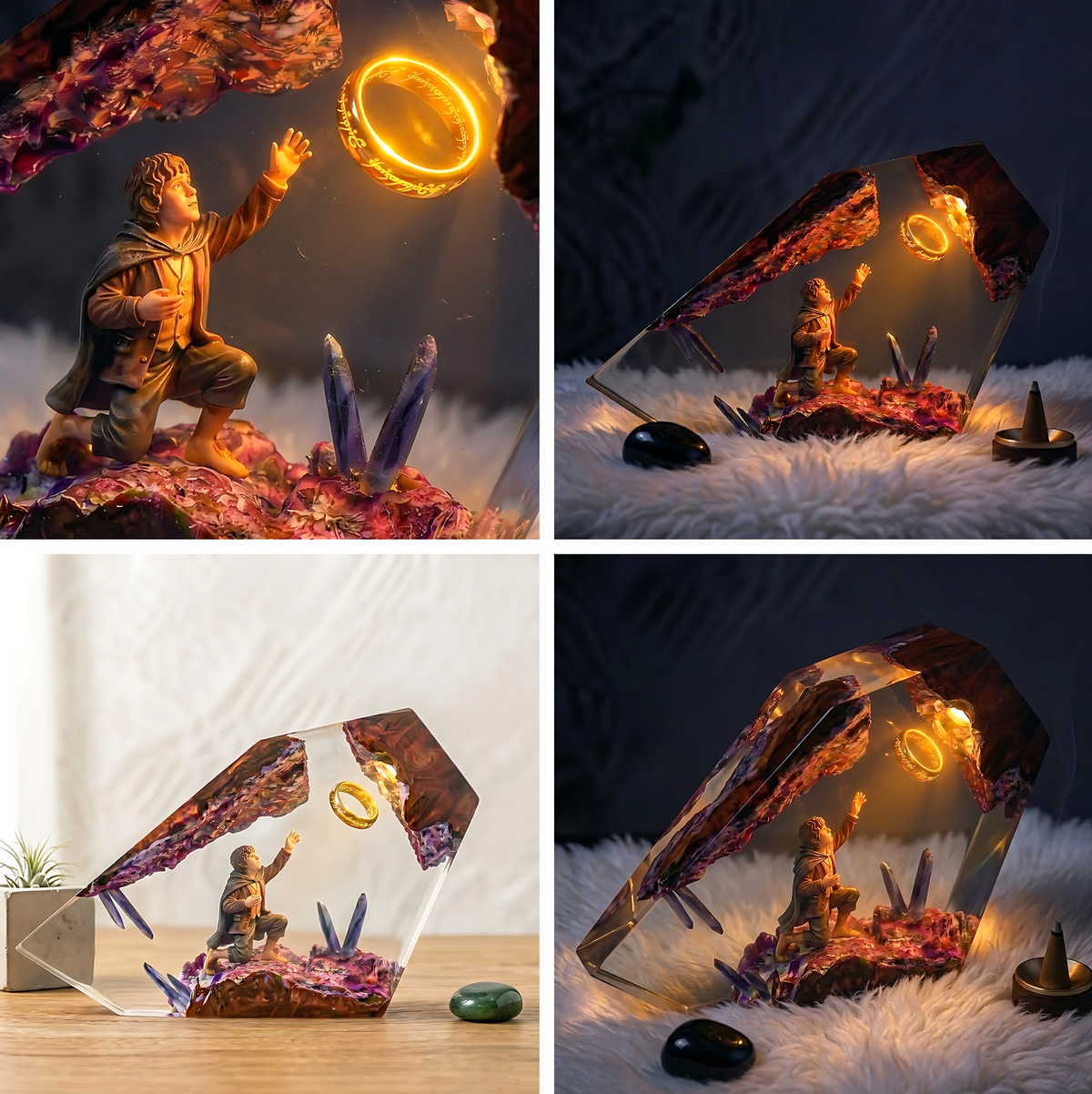 Frodo One Ring Resin Lamp – Lord of the Rings Mount Doom Epoxy Diorama Night Light