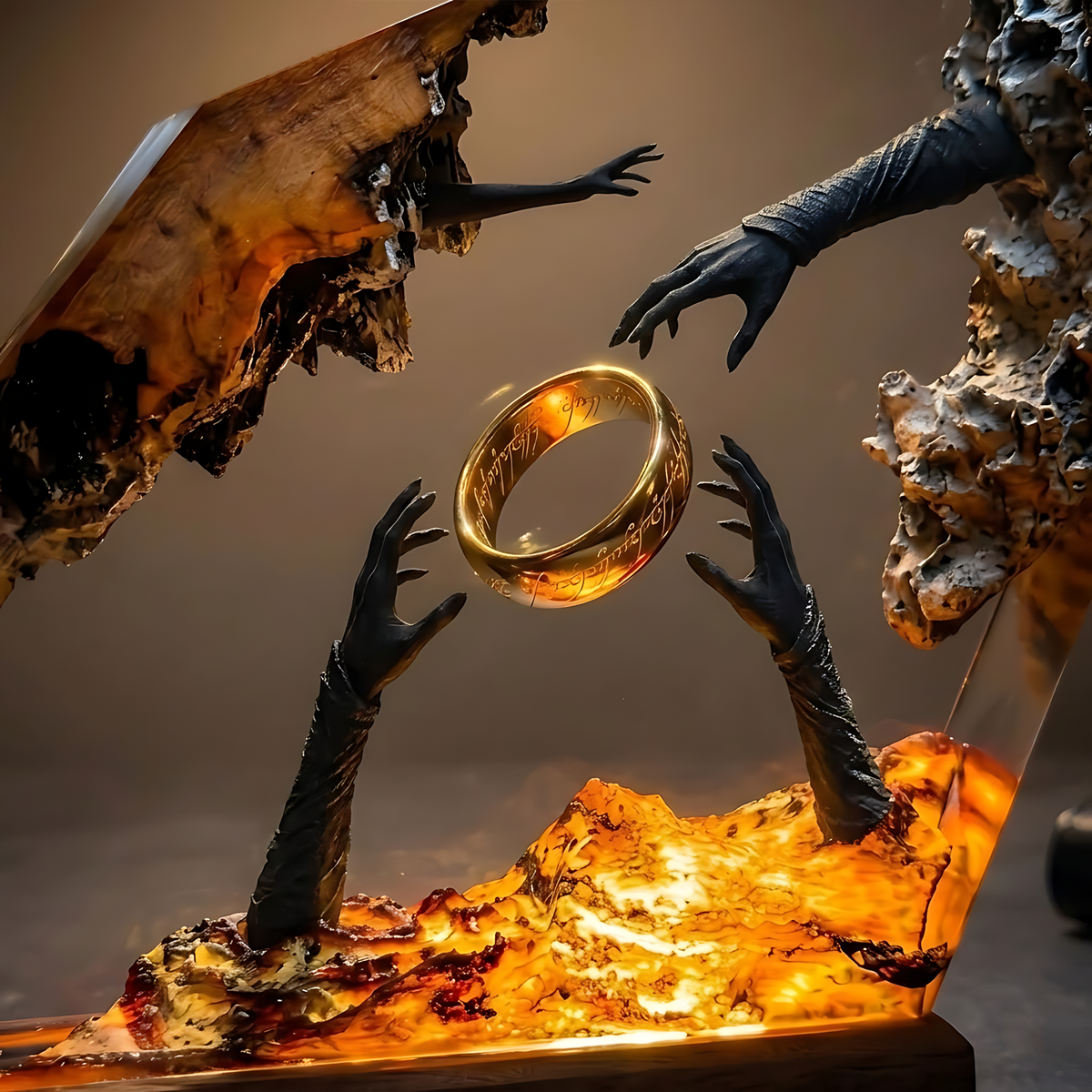 Ringwraith One Ring Resin Lamp – Lord of the Rings Mount Doom Epoxy Diorama Night Light