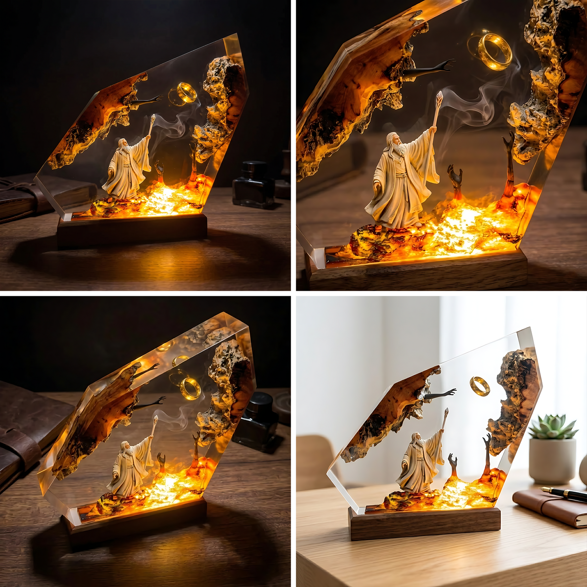 Gandalf One Ring Resin Lamp – Lord of the Rings Wizard Epoxy Diorama Night Light