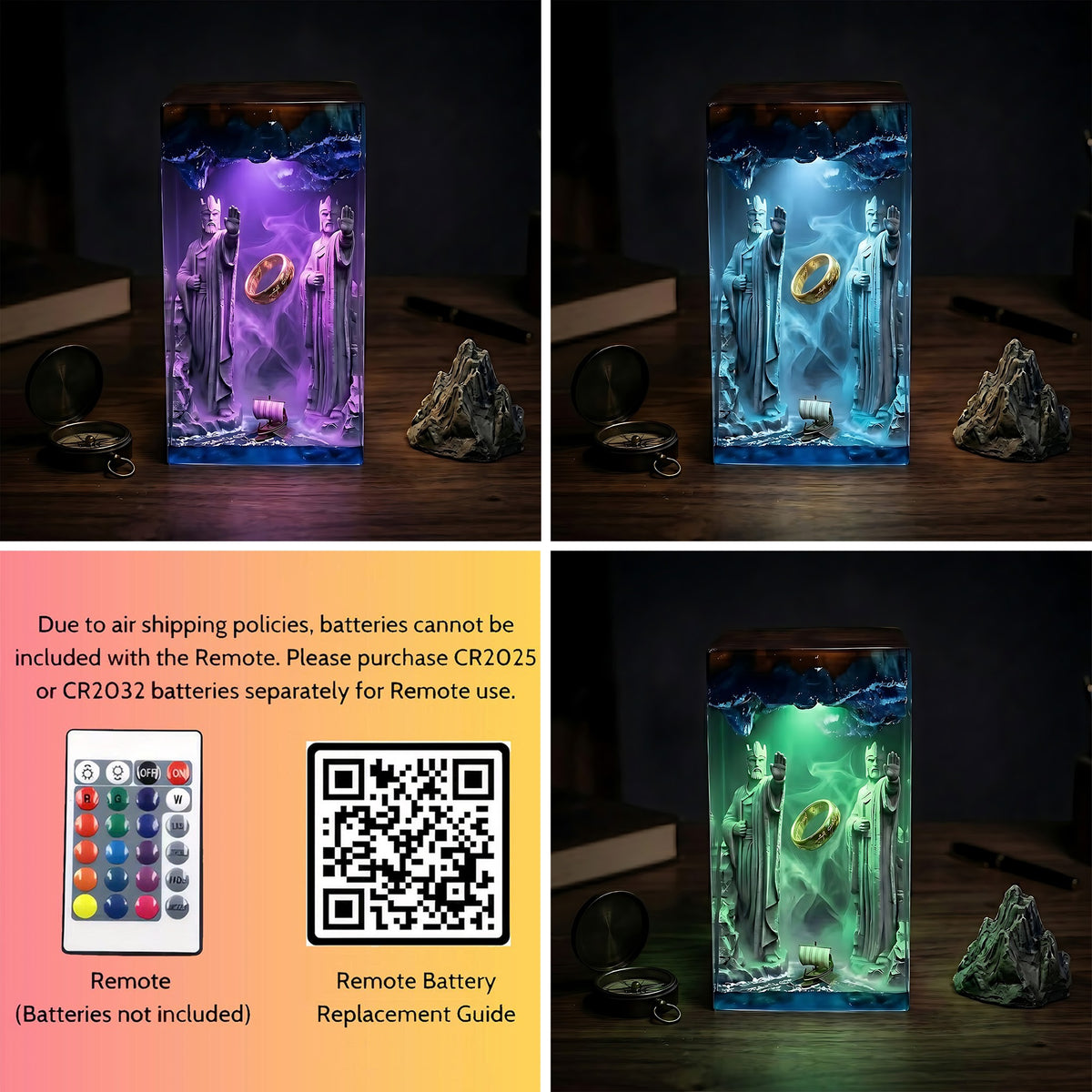 The Lord of the Rings Argonath Resin Lamp – One Ring & Anduin River Epoxy Diorama
