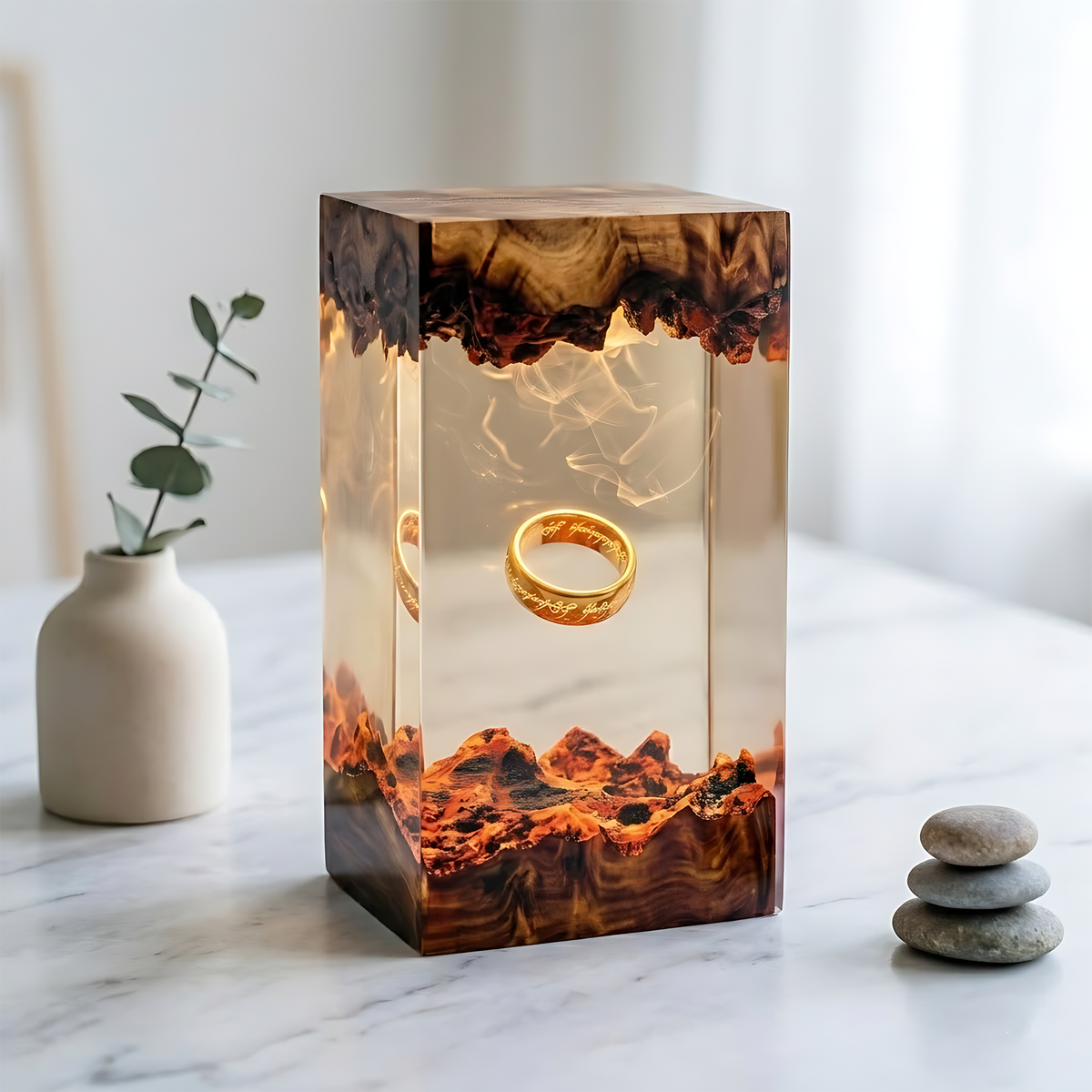 The One Ring Resin Lamp – Lord of the Rings Mount Doom Epoxy Diorama Night Light