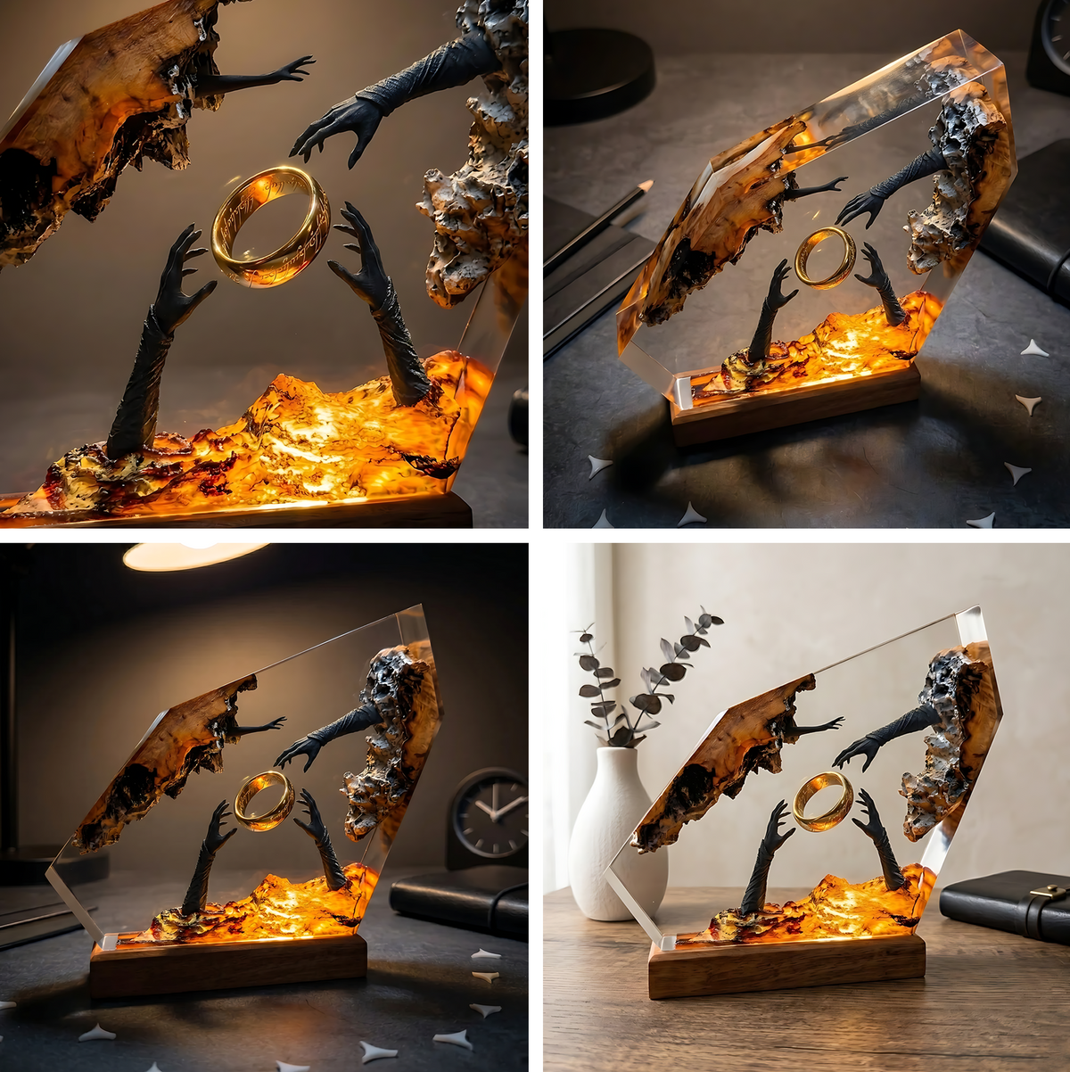 Ringwraith One Ring Resin Lamp – Lord of the Rings Mount Doom Epoxy Diorama Night Light